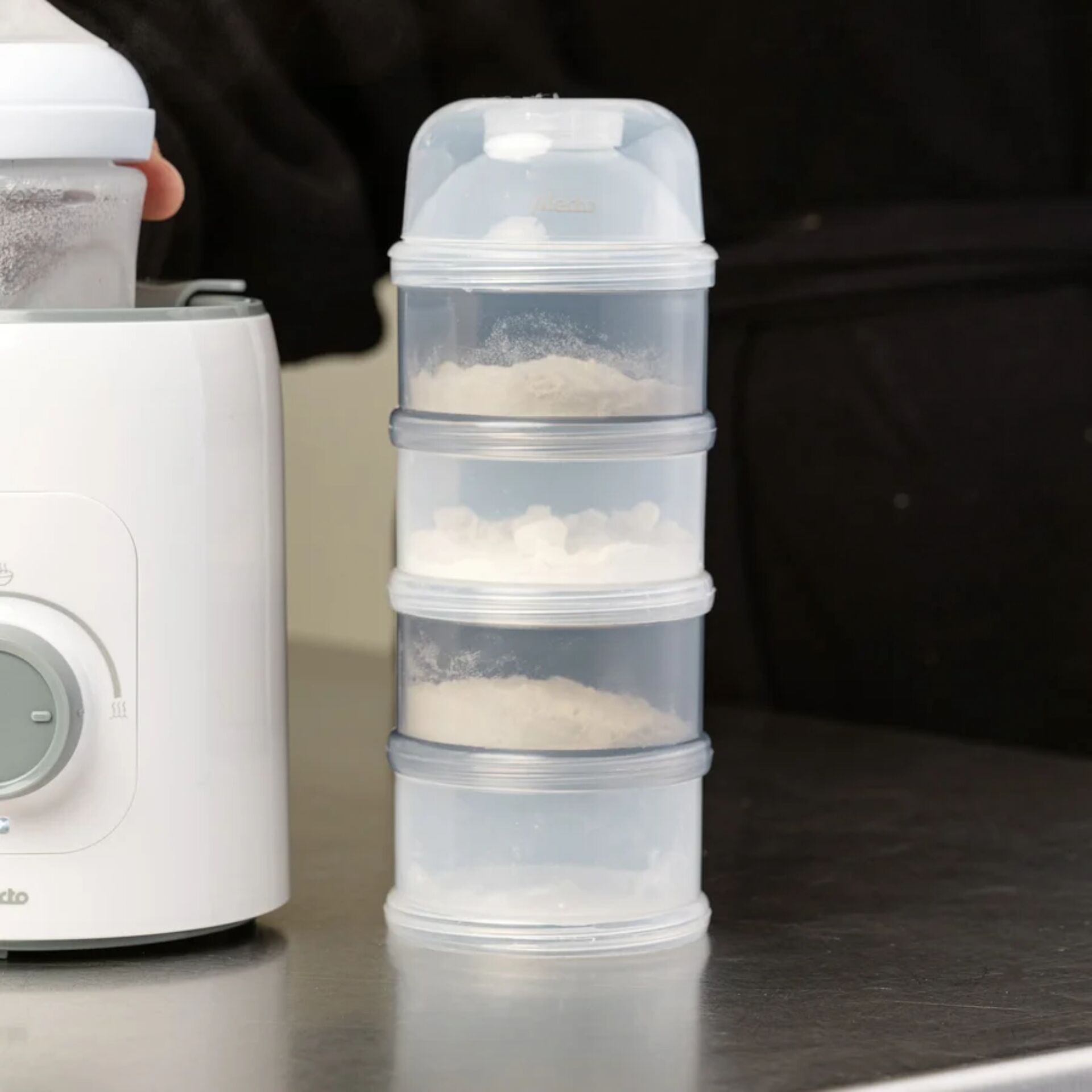 Mixer, Baby formula dispenser, Stackable containers, Powder storage, Küchengerät