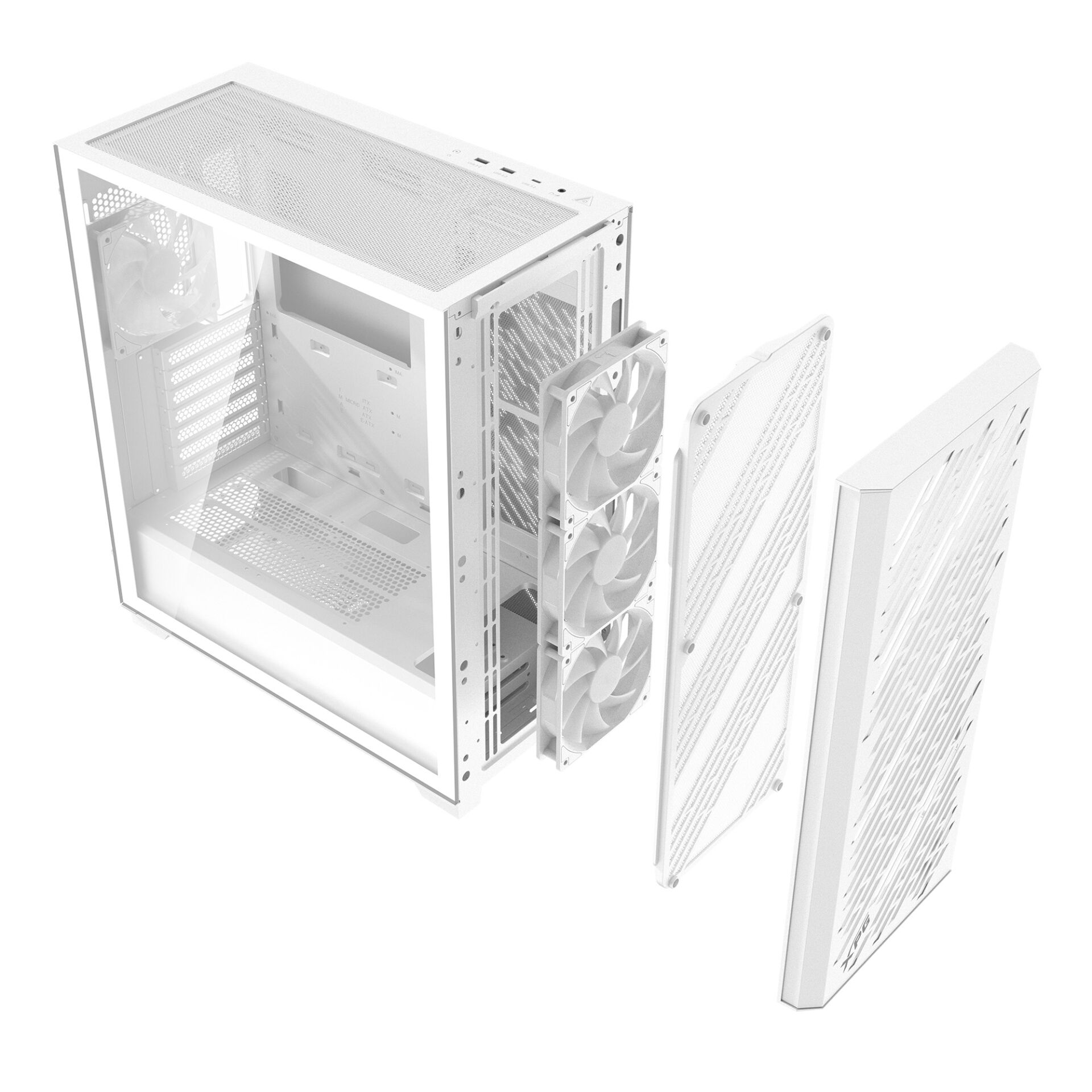 PC-Gehäuse, Mid-Tower, Weiß, Mesh-Panel, Frontplatte