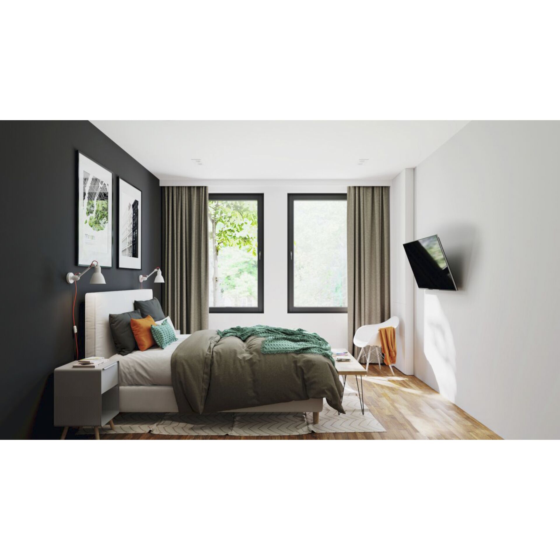 Innenarchitektur, Inneneinrichtung, Kissen, Mobiliar, Schlafzimmer