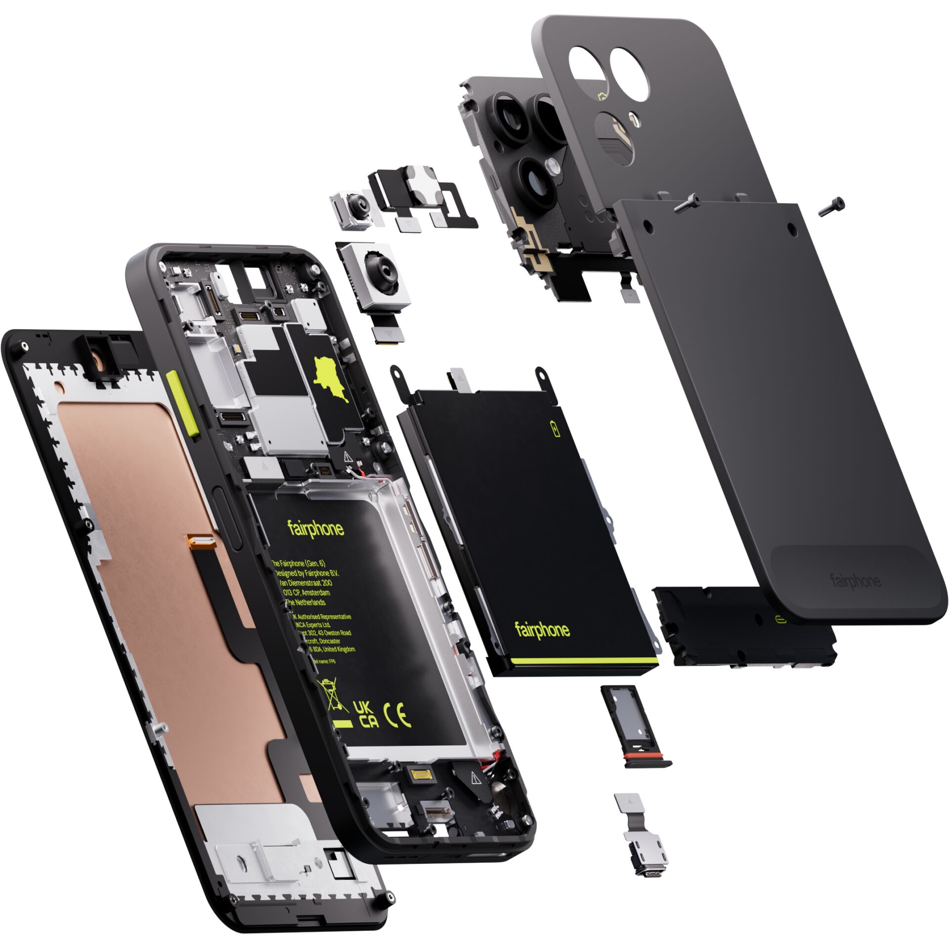 Smartphone, Modulare Bauweise, Batterie, Kamera, Rissfrei/ausgebaut
