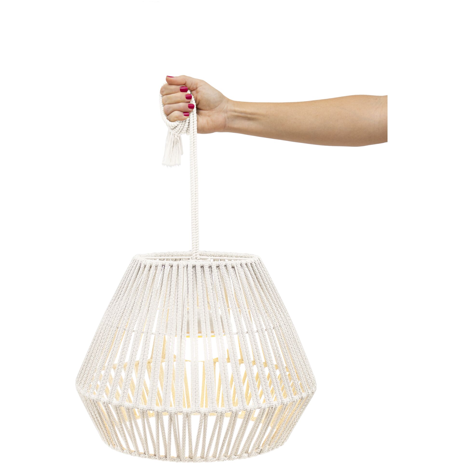 Tragbarer Lampenschirm, Makramee-Lampen, Hängeschirm, Rope-Lampe, Weißer Lampenschirm