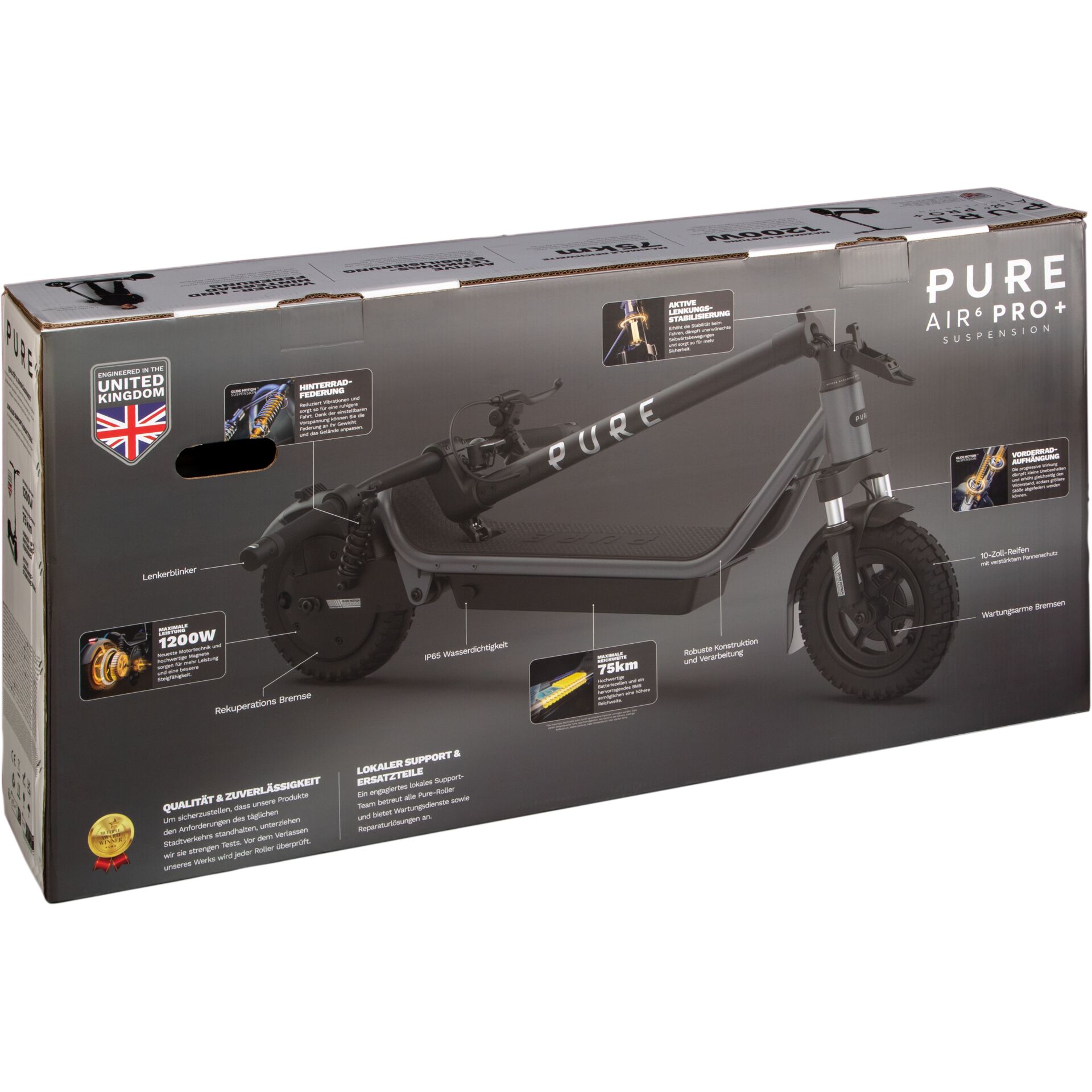 E-Bike, Faltbike, Pure Air6 Pro+, Federn/Suspension, Schwarzer Rahmen