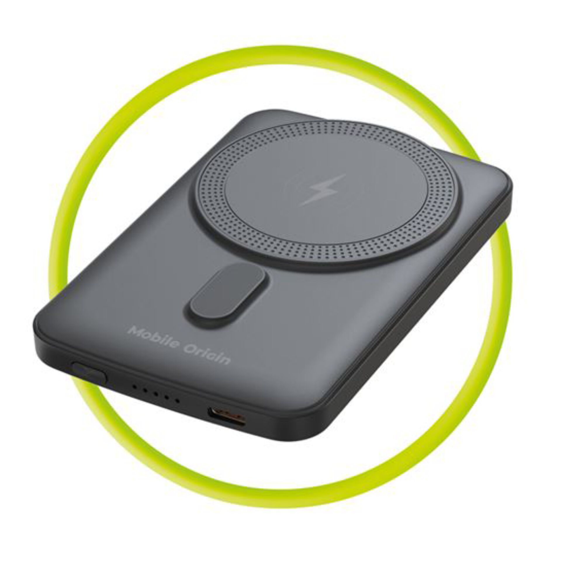 kabelloses ladegerät, telefonhülle, induktives laden, usb-c anschluss, grau