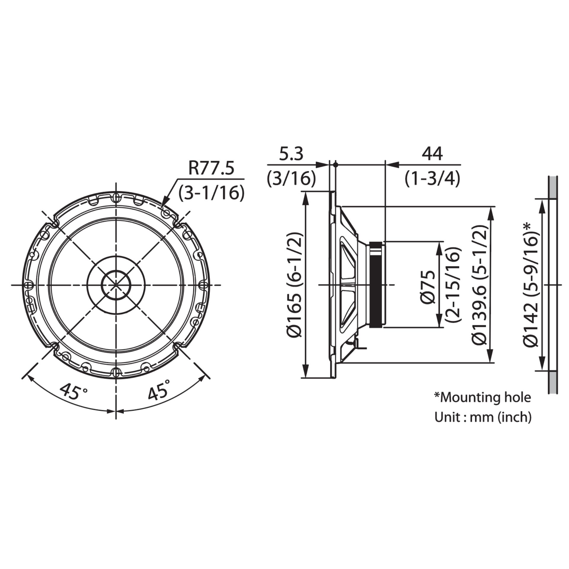 Lautsprecher, Lautsprechertreiber, 8 Ohm, Maße, Durchmesser