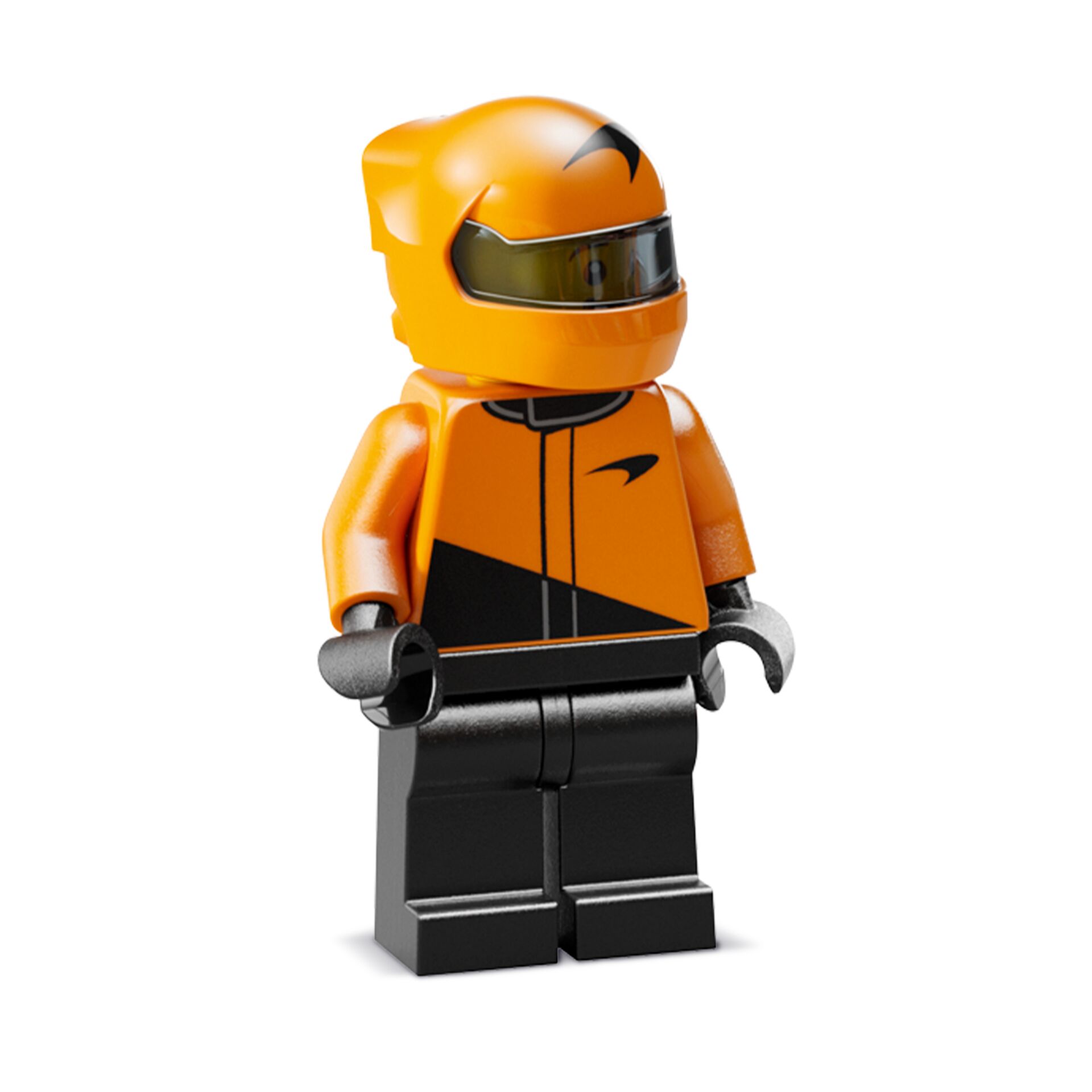 Lego Minifigur, Orangener Anzug, Helm, Schwarze Hose, Minifigur-Accessoire