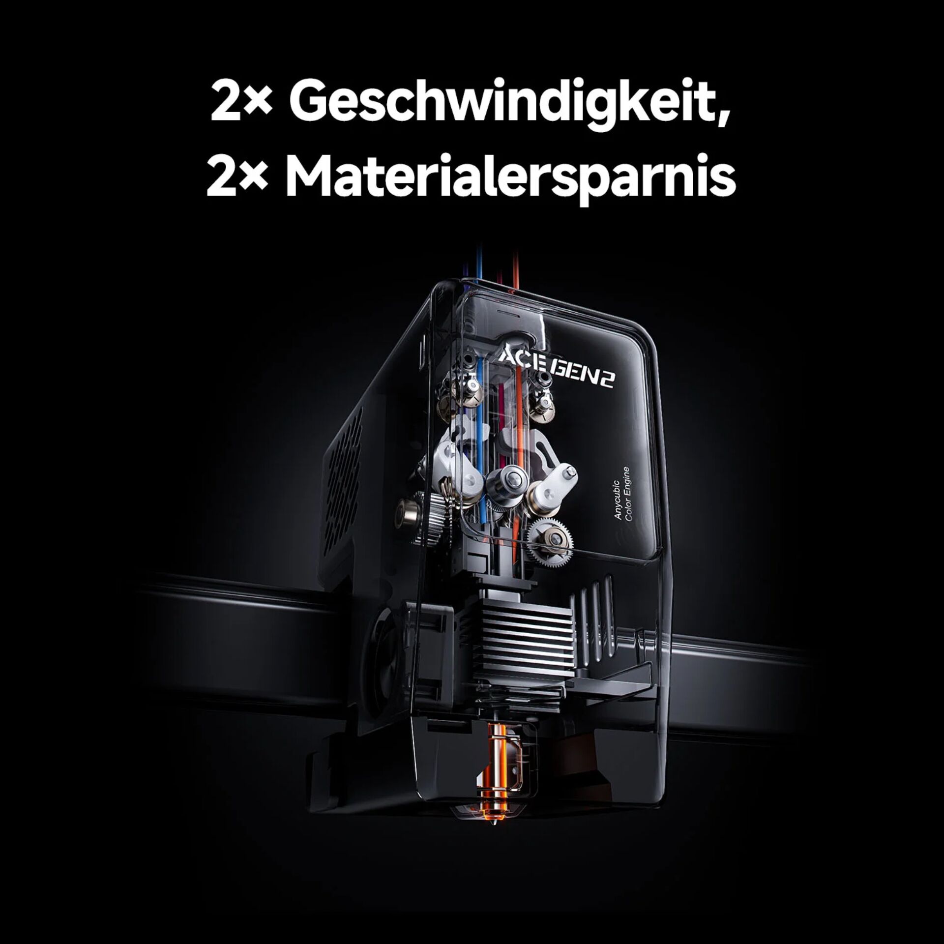 3D-Drucker, Filament-Trockner, Maschine, Schnittansicht, innere Zahnräder