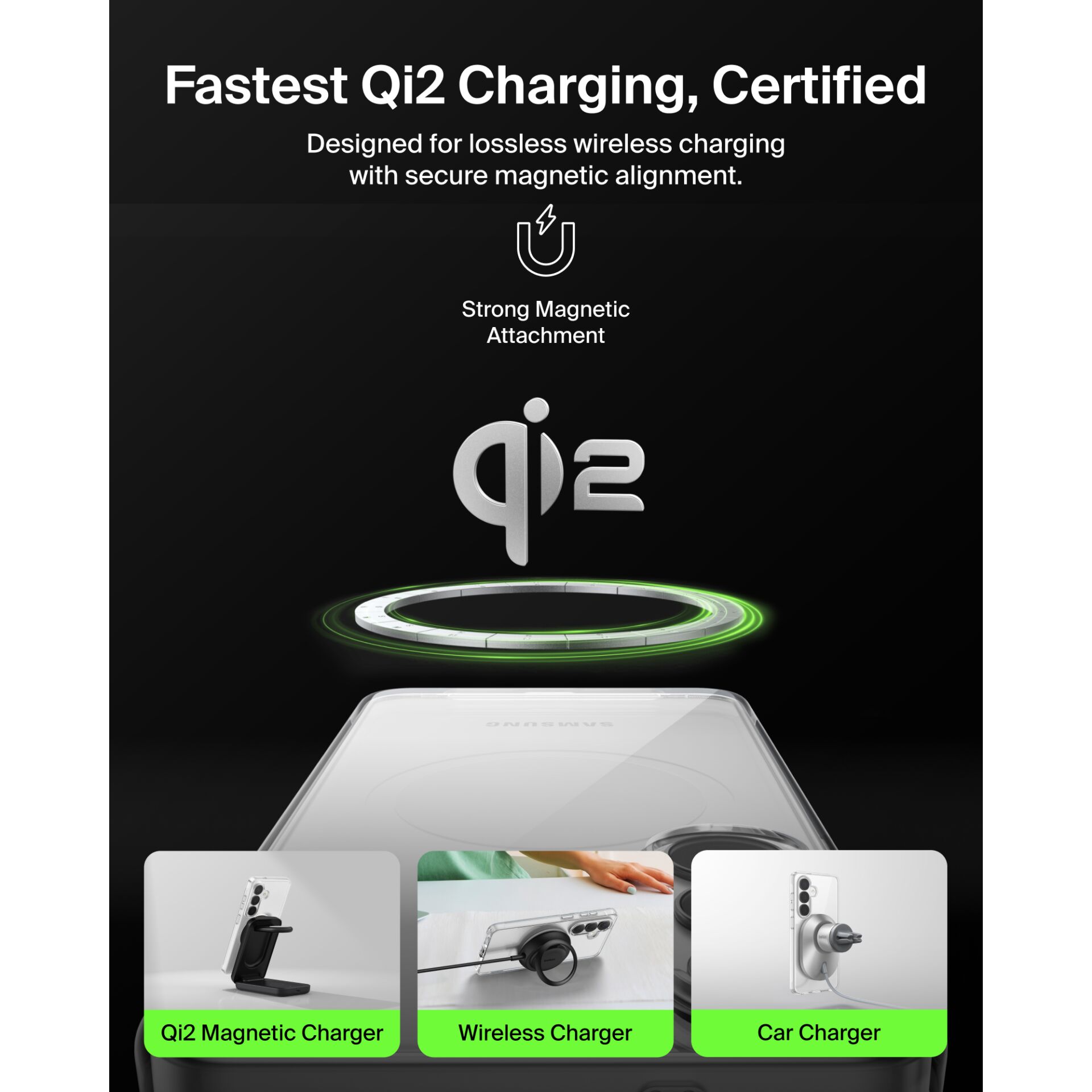 Qi2 Ladegerät, Magnetischer Ladegerät, kabelloses Ladegerät, Autoladegerät, Ladehalterung