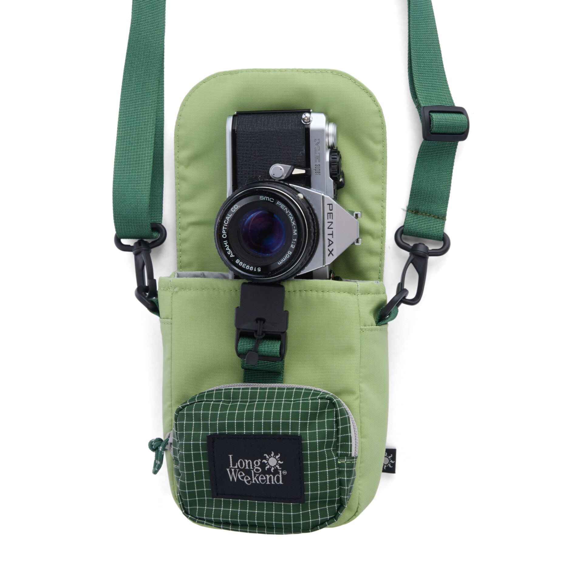Kamera-Tasche, Umhängetasche, Grün, Mini-Tasche, Tasche mit Schnalle