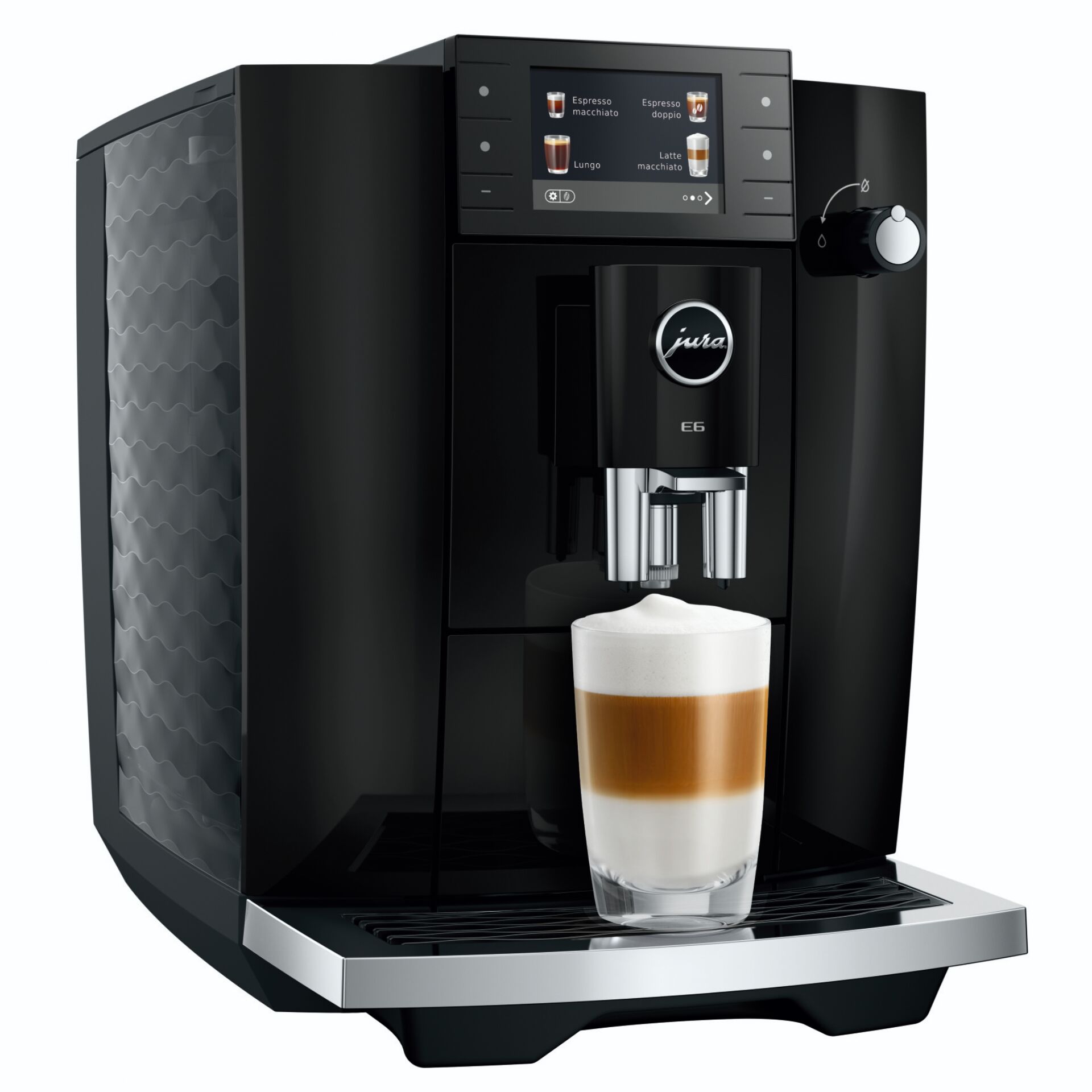 Kaffeevollautomat, Espressomaschine, Milchkaffee, E6, Schwarz