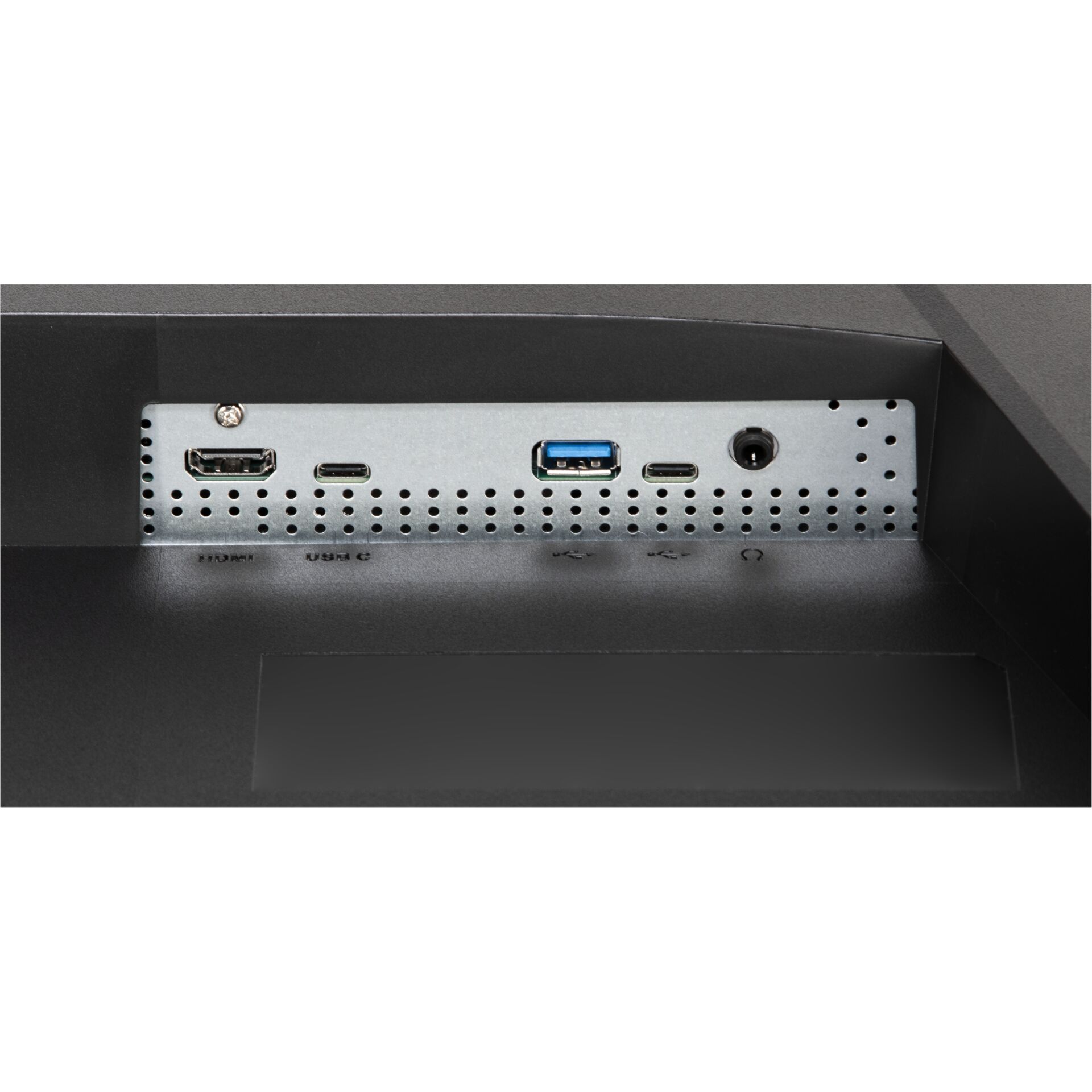 USB-C, HDMI, USB 3.0, Klinkenanschluss, perforierte Metallplatte