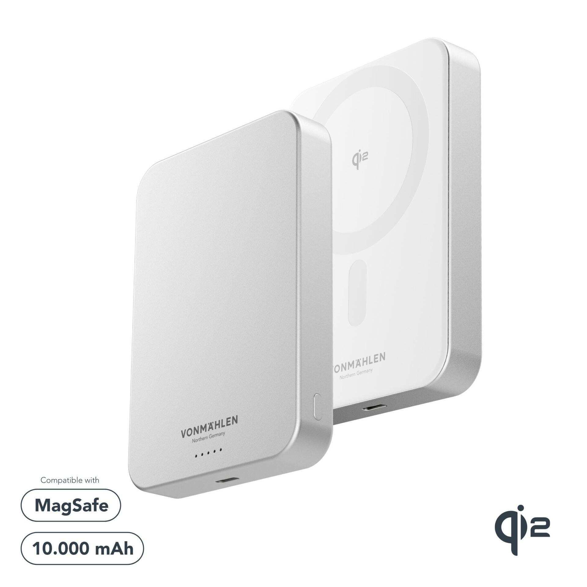 Powerbank, Wireless charger, 10.000 mAh, MagSafe kompatibel, Qi2