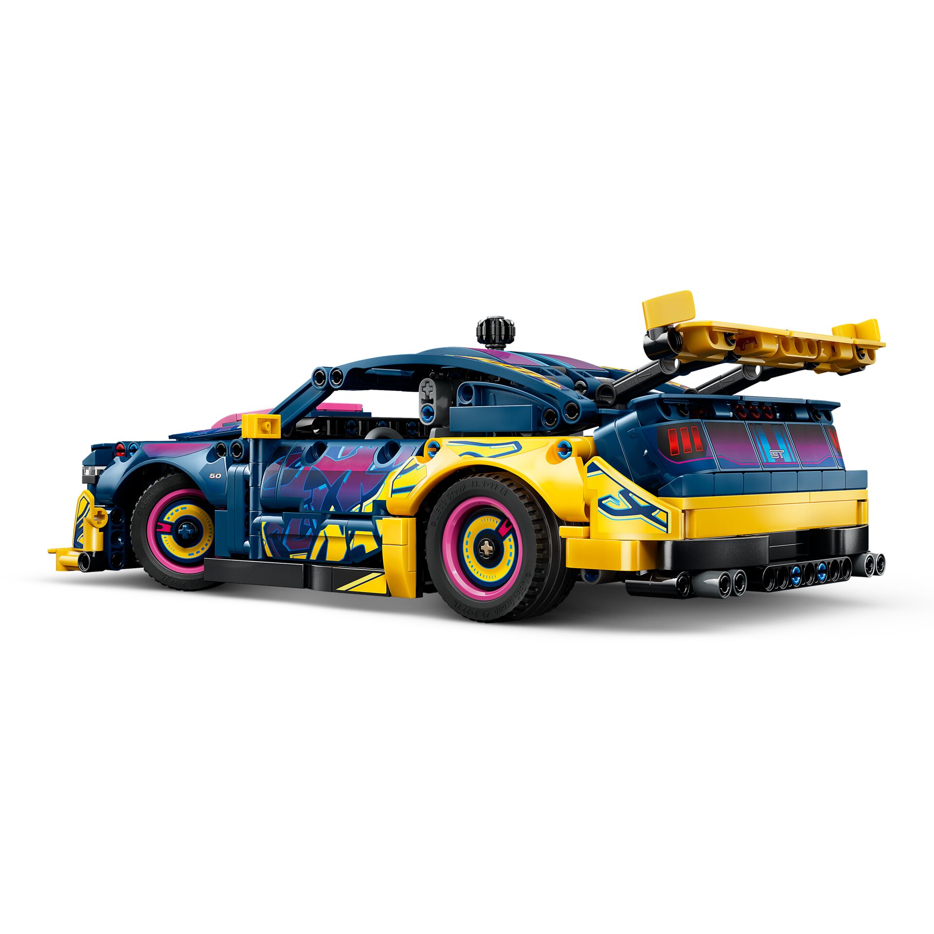 Lego Auto, Sportwagen, Blau Gelb, Bedrucktes Muster, Heckspoiler