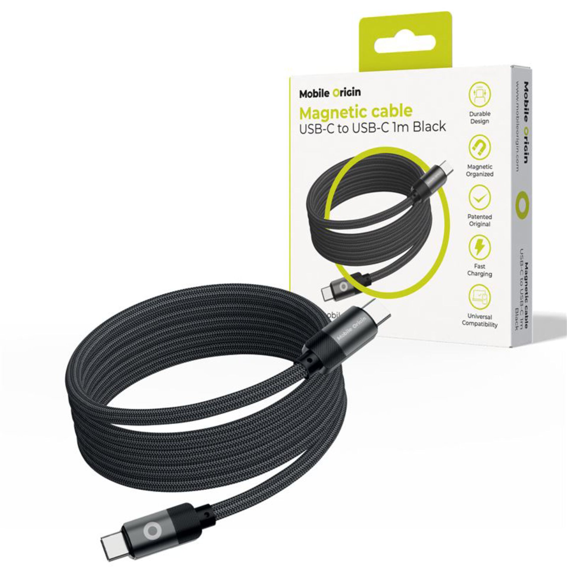 Magnetisches Kabel, USB-C zu USB-C, geflochtenes Kabel, Schwarz Kabel, Schnelles Laden