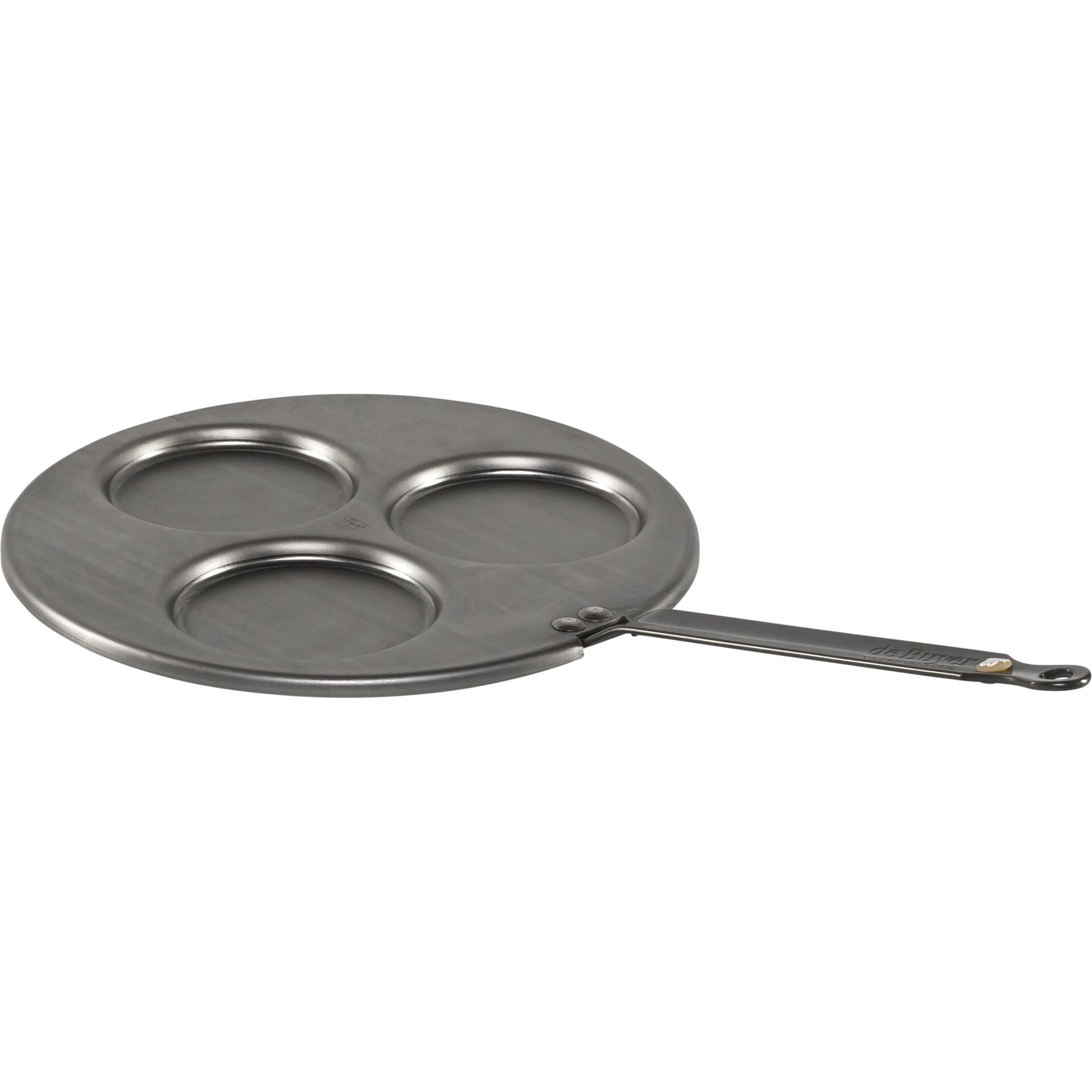 Pfanne, Eierkuchenpfanne, drei Vertiefungen, Metall, Antihaft