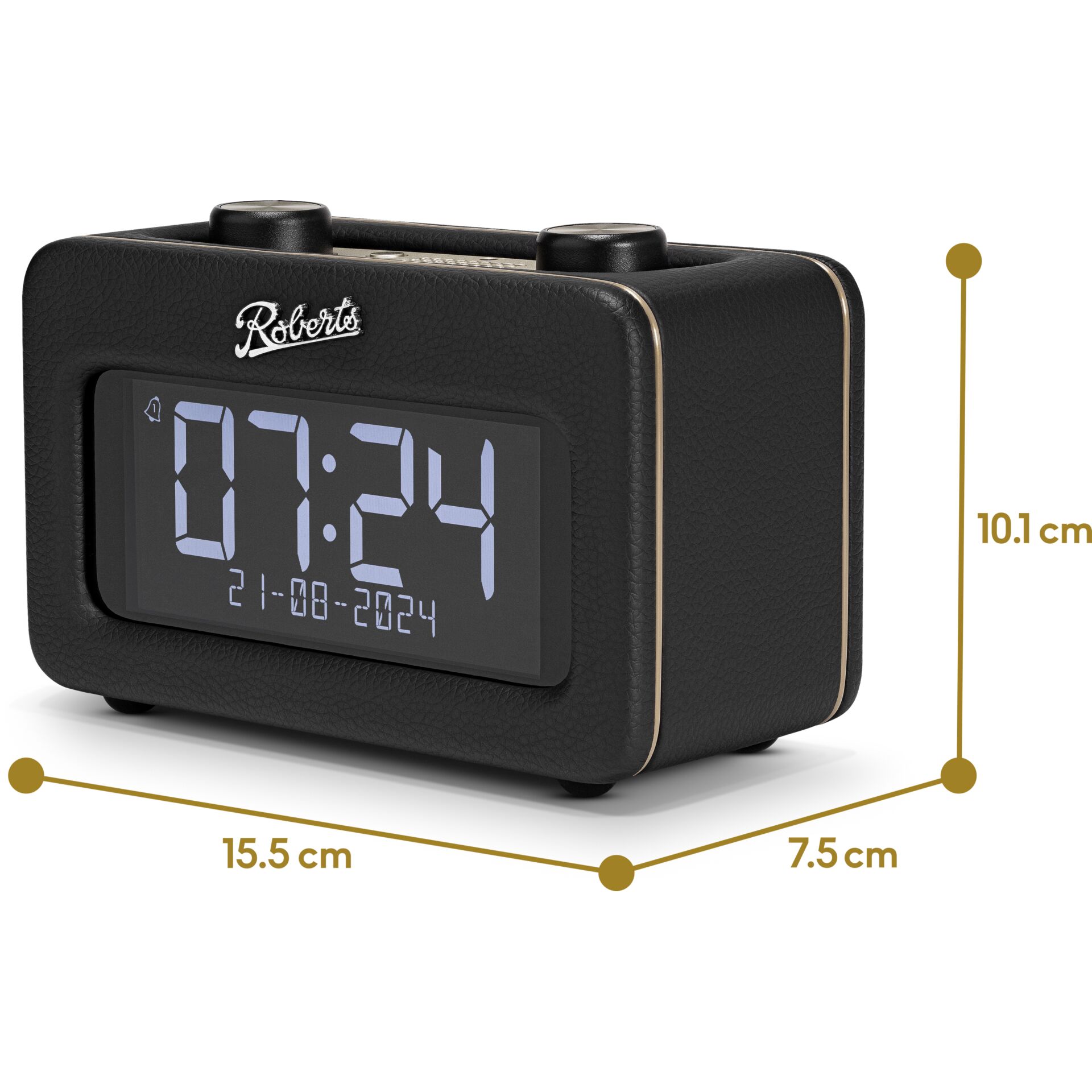Digital-Clock, Alarm Clock, Schwarz, Lederoptik, Digitalanzeige