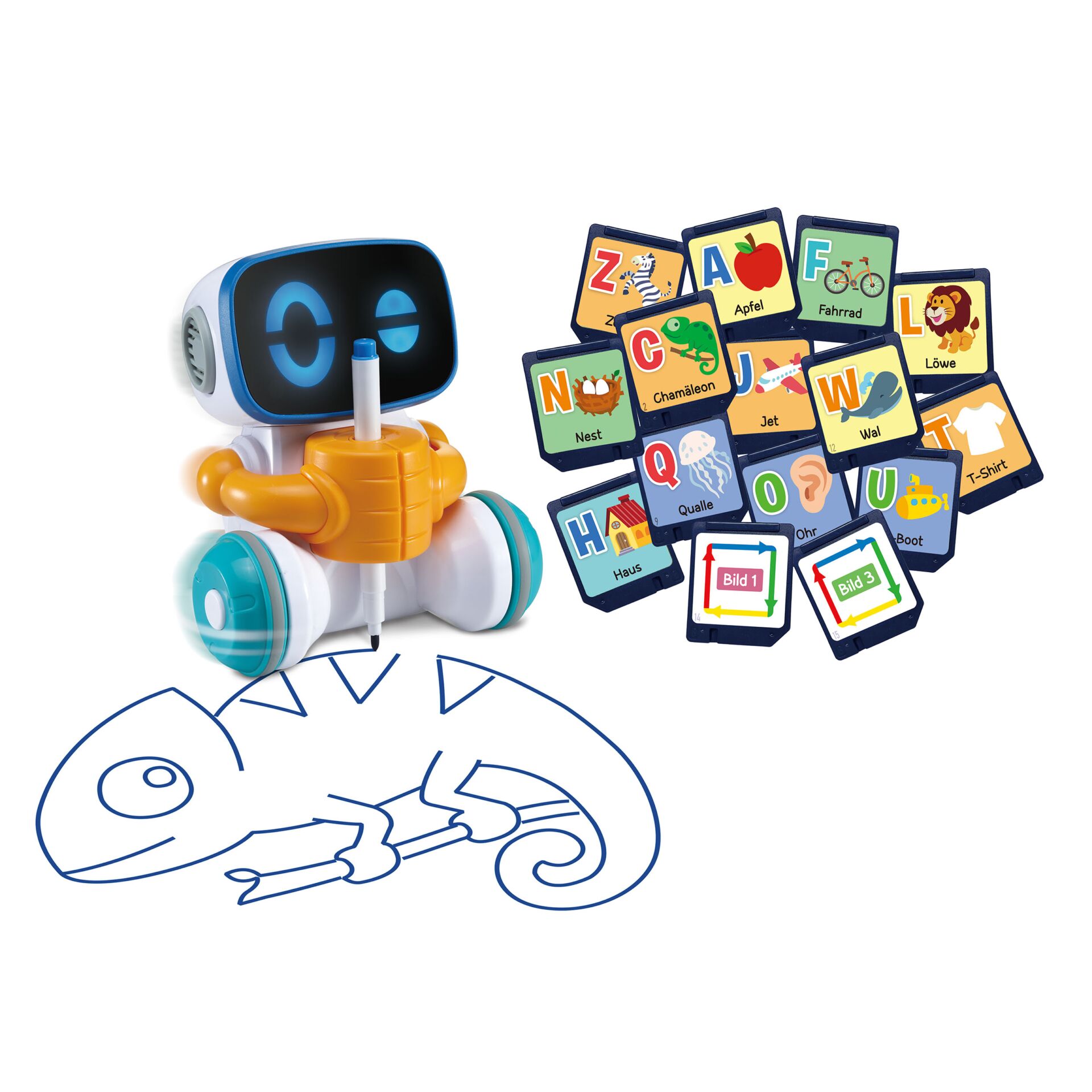 Roboter, Bildungsspiel, Sprachlernspiel, Alphabet, Lernkarten