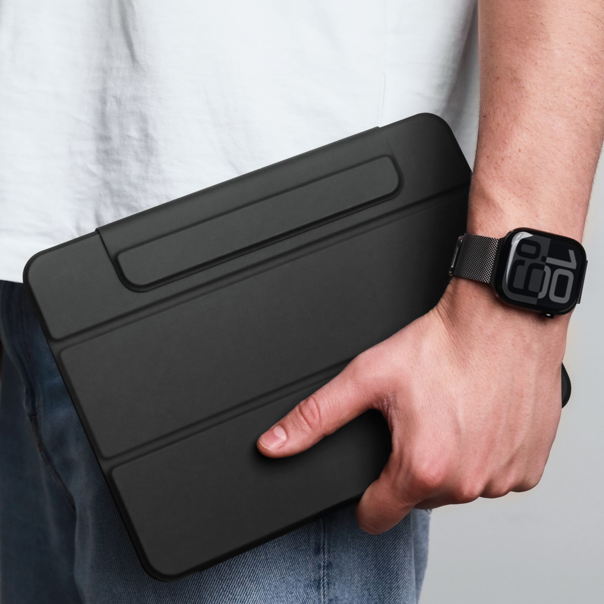 tablet, Hülle, Brieftasche, schwarz, Uhr