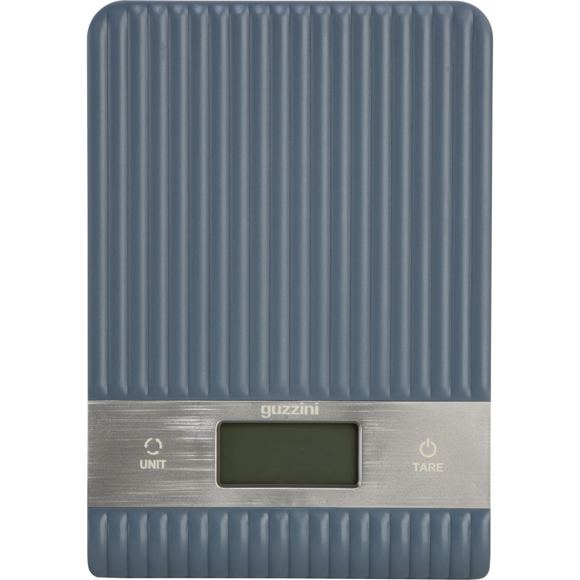 digitaler, Küchenwaage, blau, geriffelt, kompakt