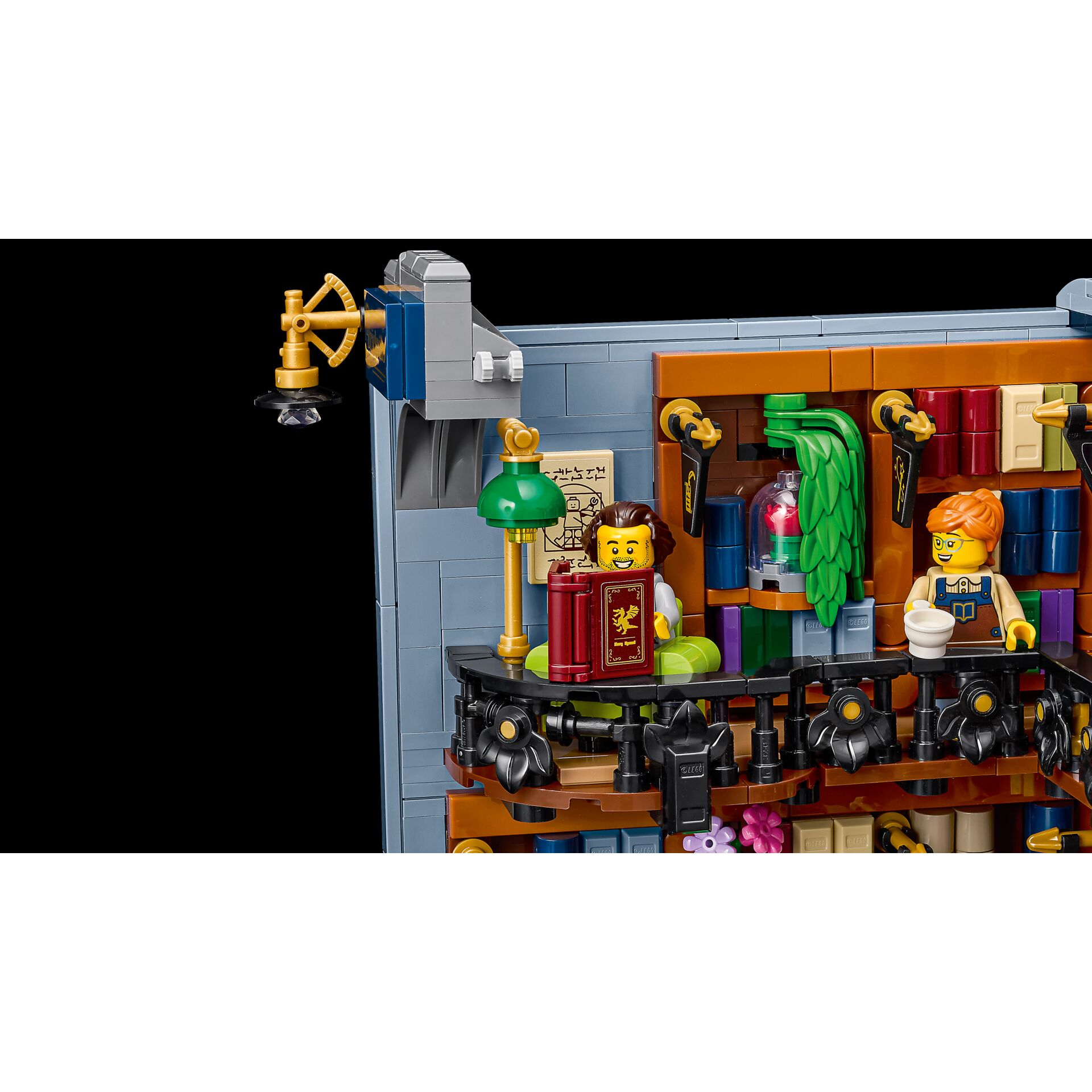 Lego, Minifiguren, Buch, Bar-Theke, Pflanzen-Dekor