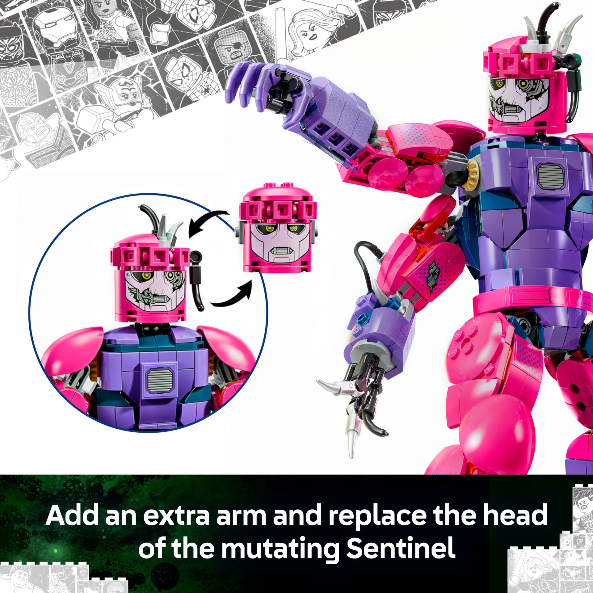 Lego, Mutant, Roboter, Figur, Kopf
