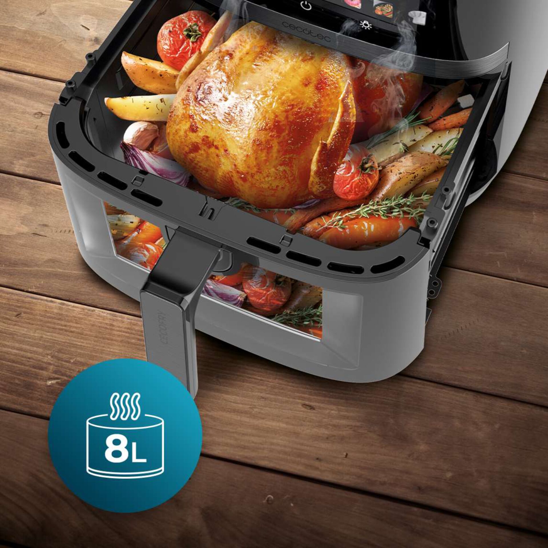 Heißluftfritteuse, 8L, Braten, Gemüse, Backblech