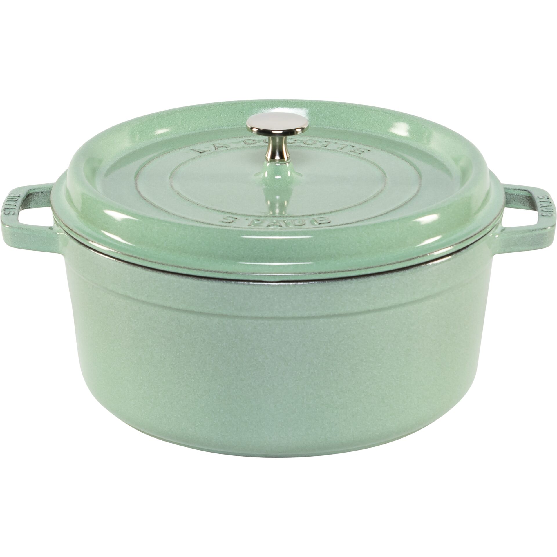 Kochtopf, Stieltopf, Gusseisen, Grün, Deckelknopf