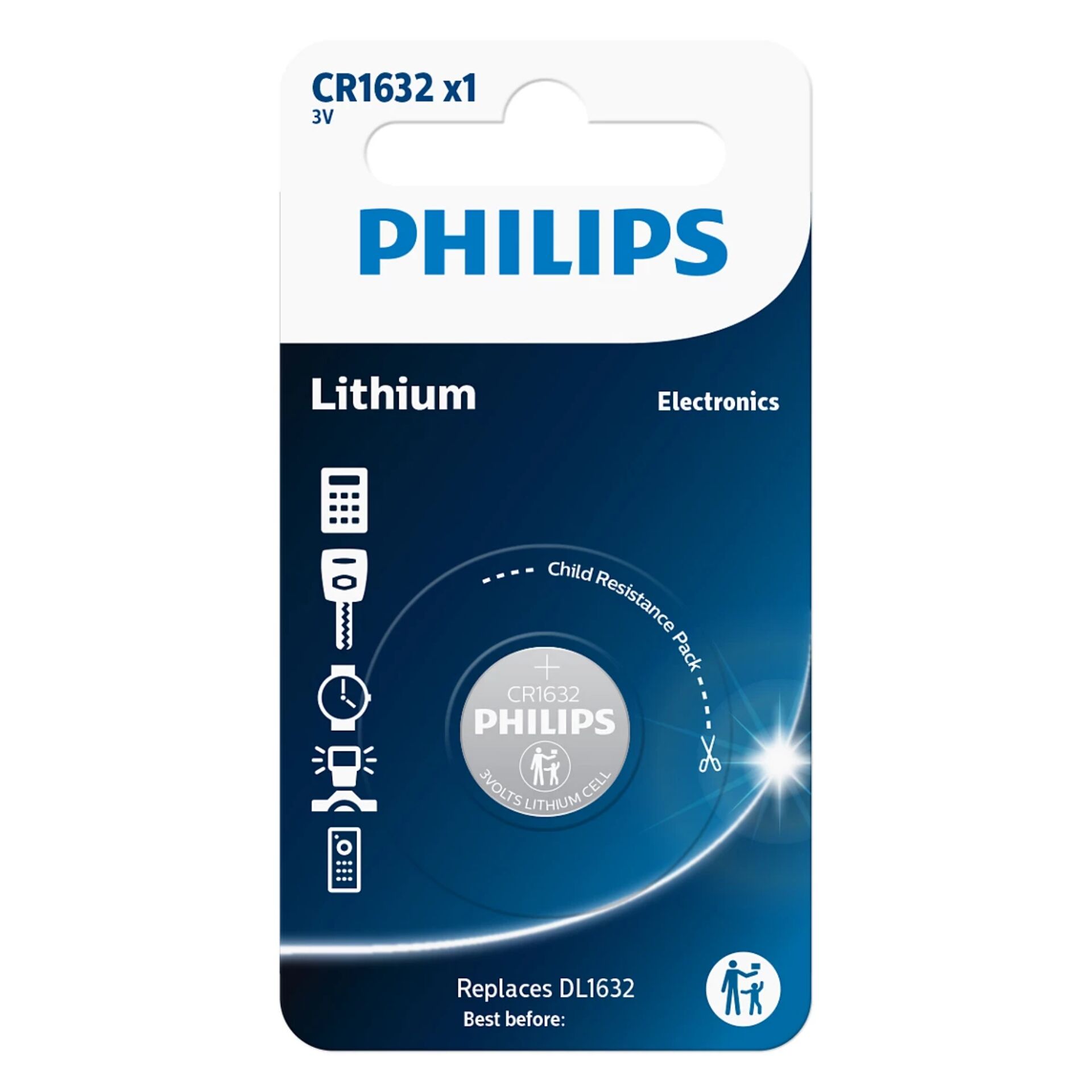 Philips Lithium 3.0V Knopfzelle  CR1632