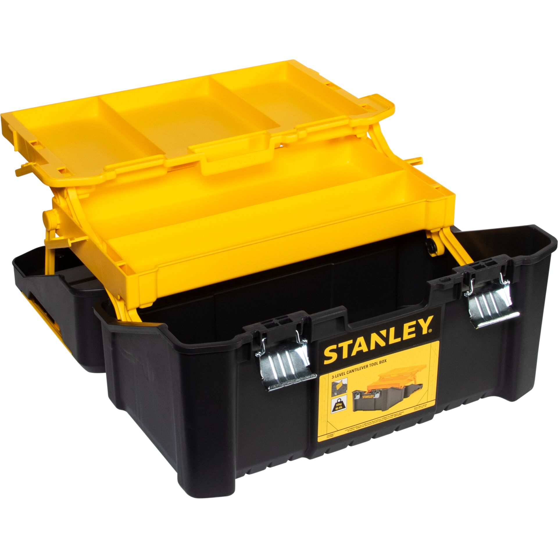 Werkzeugbox, Kunststoffkiste, Aufbewahrungsbox, Gelb/Schwarz, Stanley-Toolbox