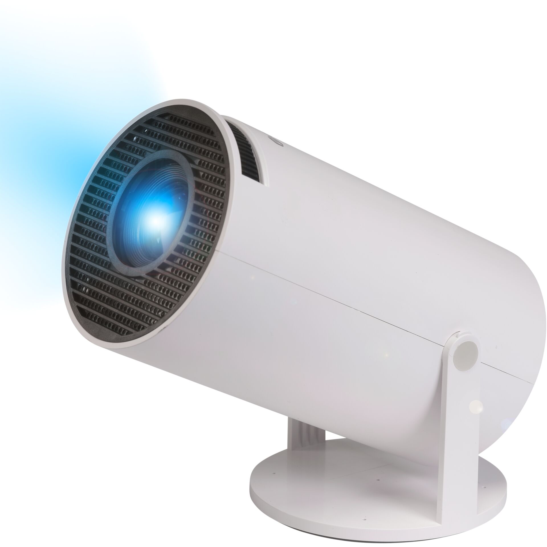 Projektor, Stativ, Weiße Gehäuse, LED-Leuchte, Lichtstrahl