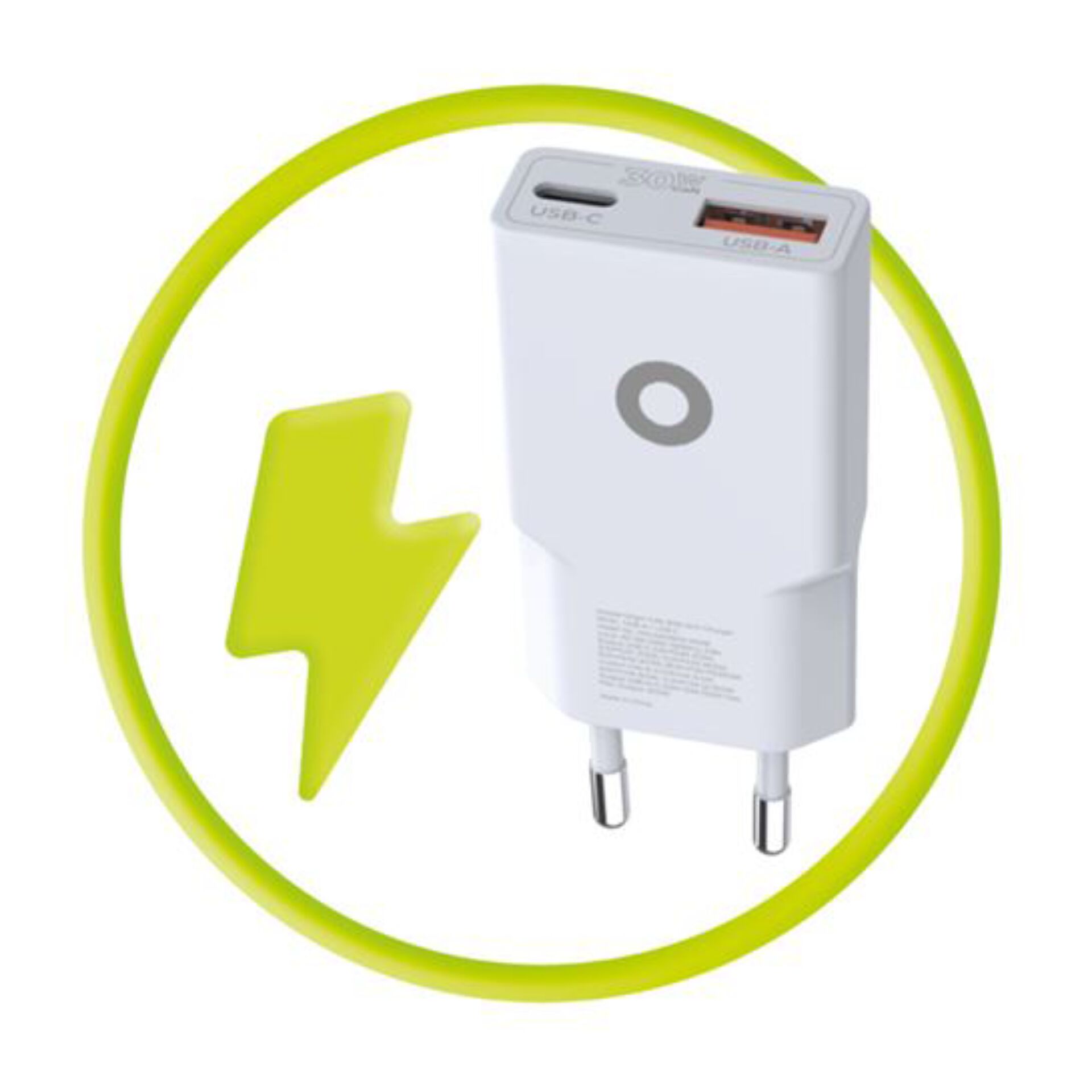 USB-C Adapter, Wandlader, Netzadapter, Zweipunkt-Ladegerät, EU-Stecker