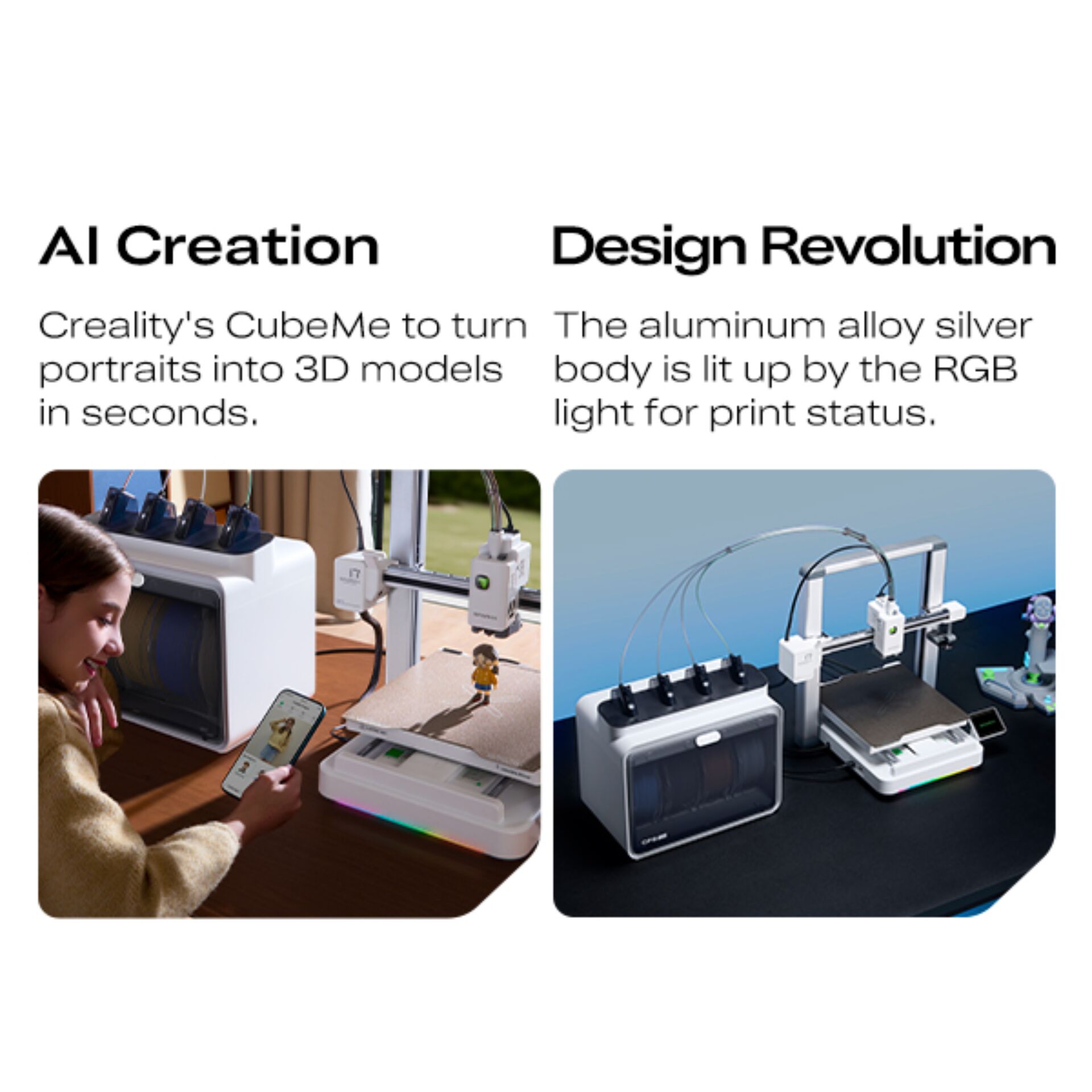 3D-Drucker, Desktop-3D-Drucker, Aluminium-Gehäuse, RGB-LED, Druck-Status