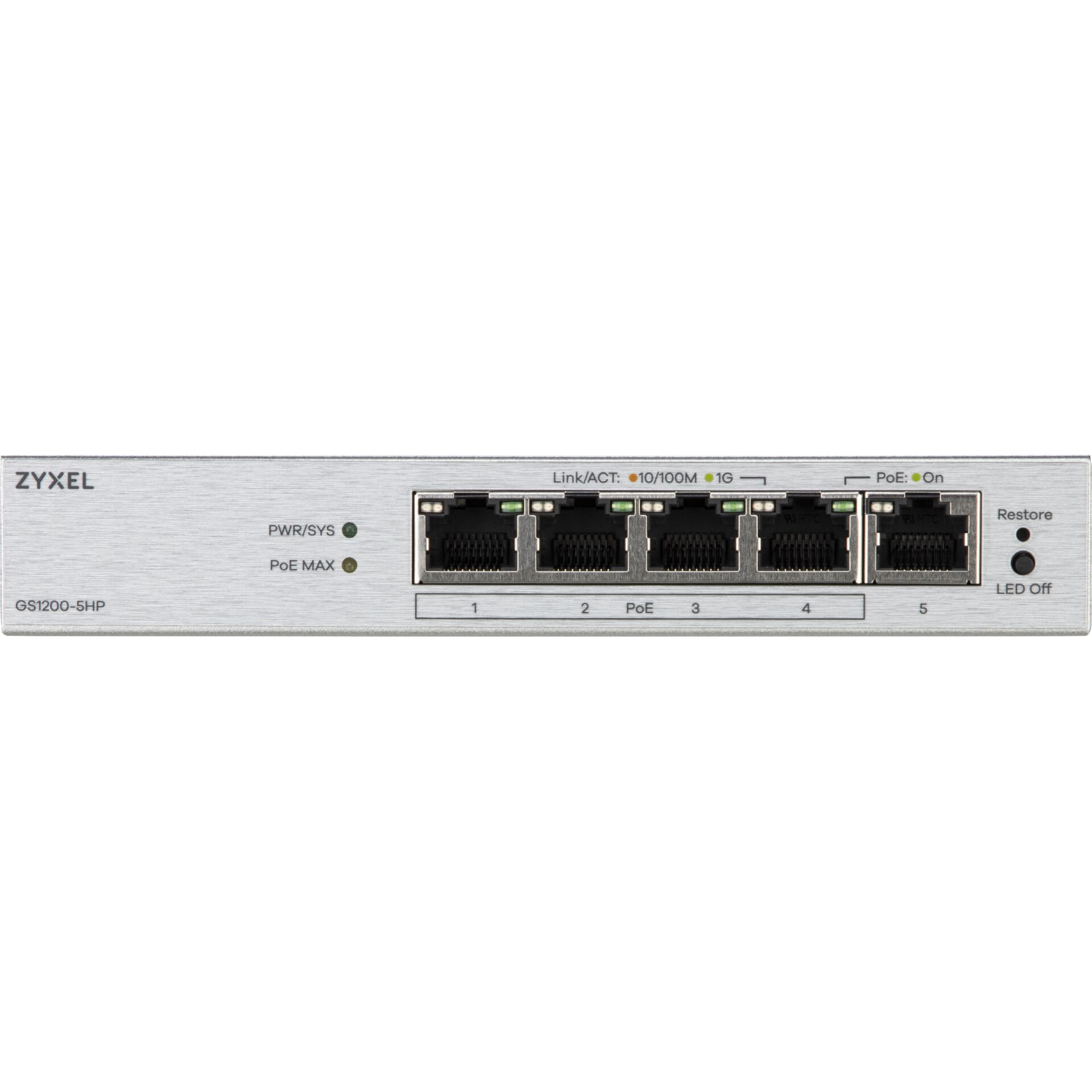 PoE-Switch, Ethernet-Switch, RJ45-Anschlüsse, 5-Port, Metallgehäuse