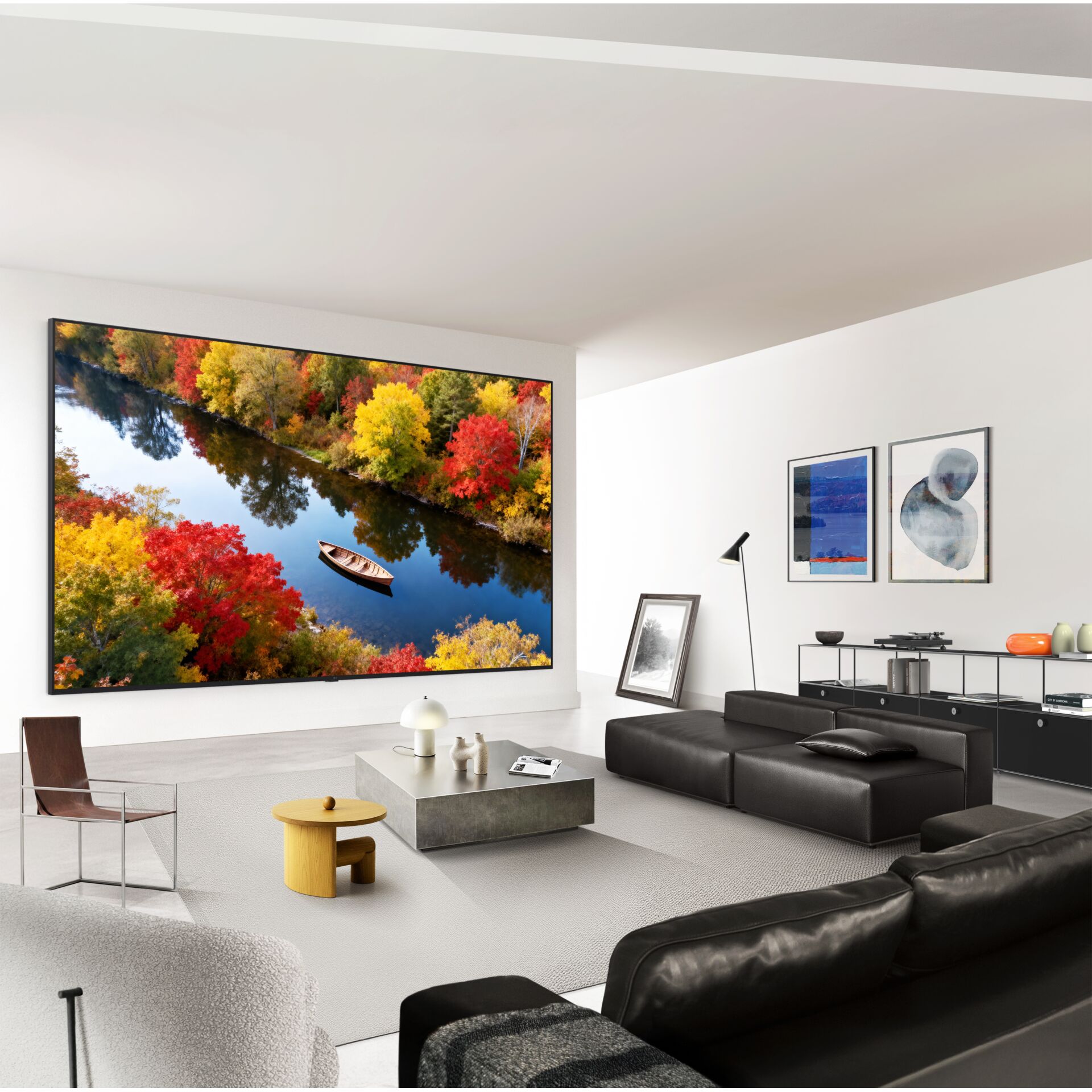 Fernseher, Wandbild, Wohnzimmer, Sofa, Kaffeetisch
