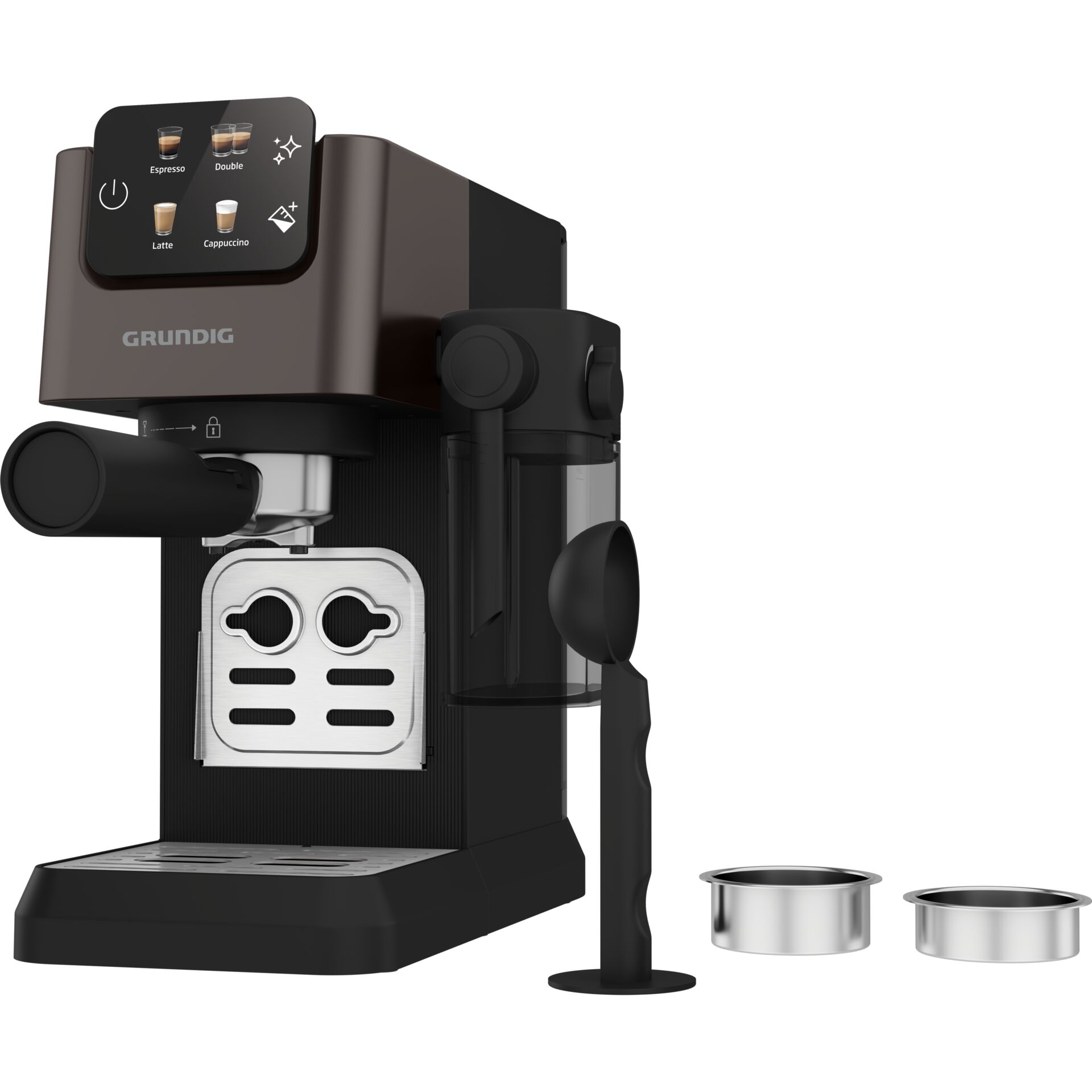 Kaffeemaschine, Espressomaschine, Milchaufschäumer, Portafilter, Tassenröhrchen