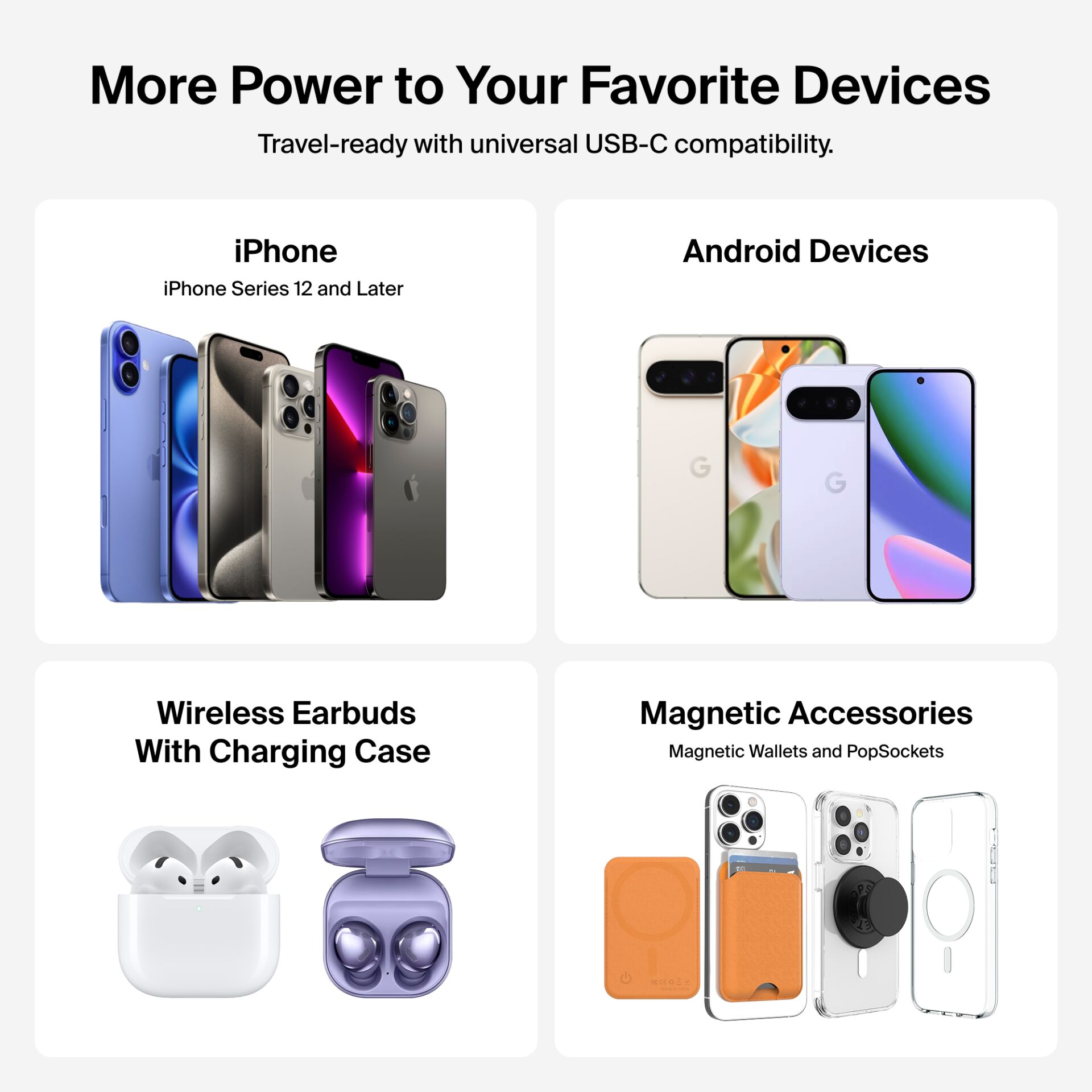 smartphones, iPhone, Android phones, wireless earbuds, magnetic accessories