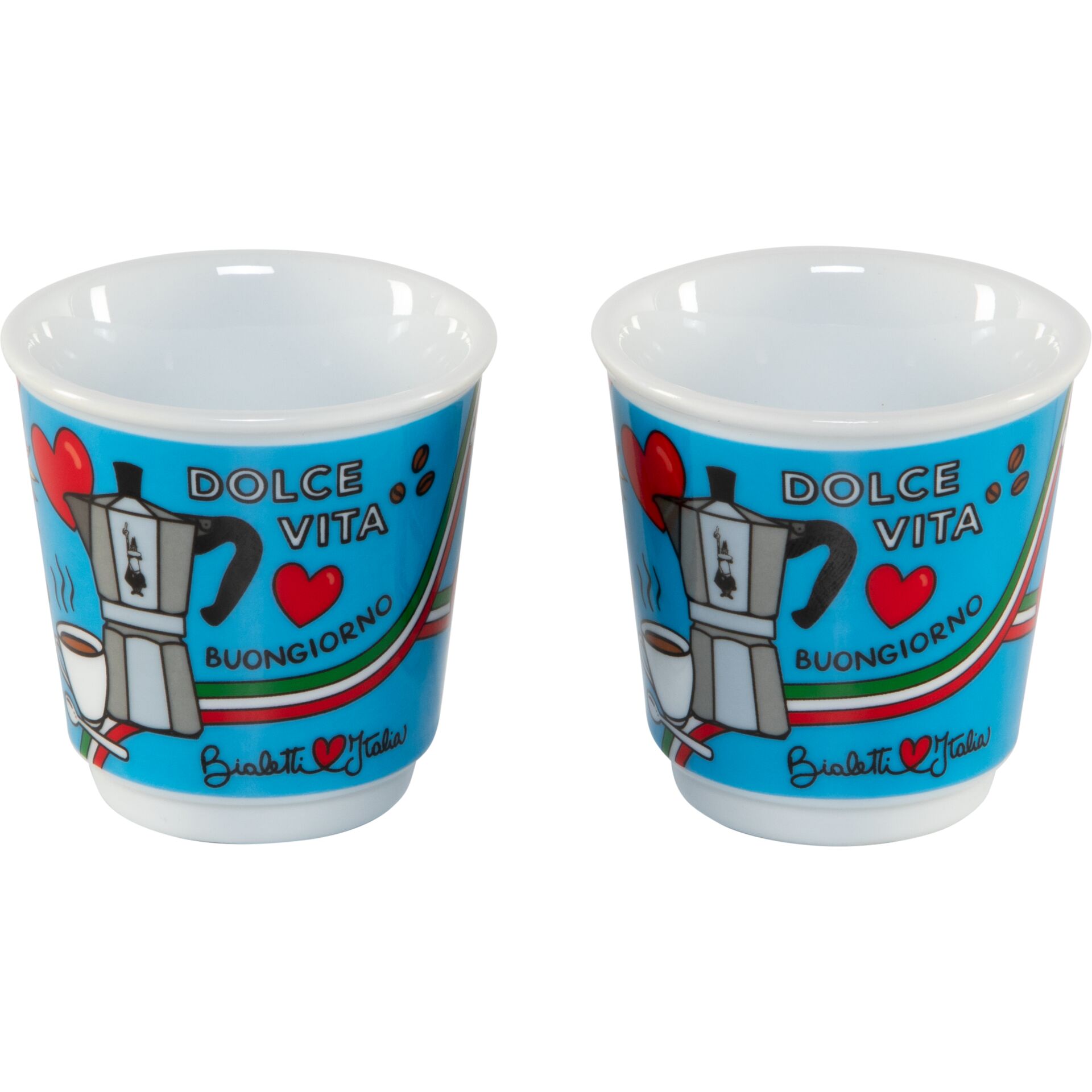 Espressotassen, Demitasse-Tassen, Keramikbecher, blaues Muster, Italienisches Motiv