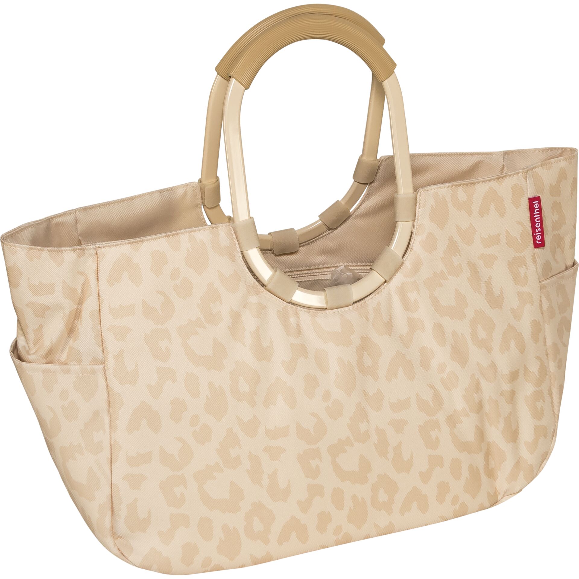 Tasche, Henkeltasche, Leopard-Print, Beige, Taschenhenkel