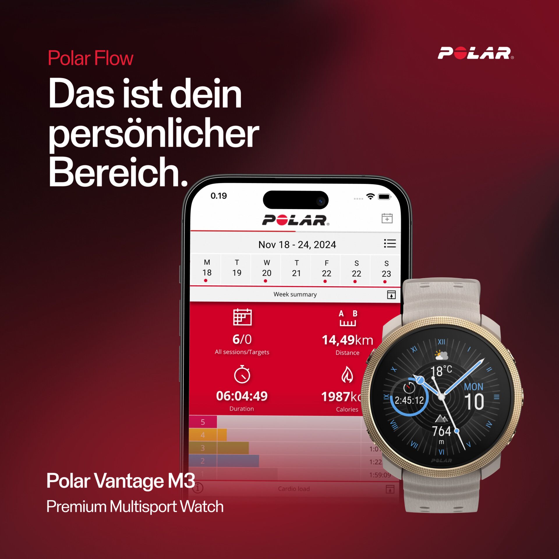 smartwatch, Polar Vantage M3, round dial, Bezel, watch strap