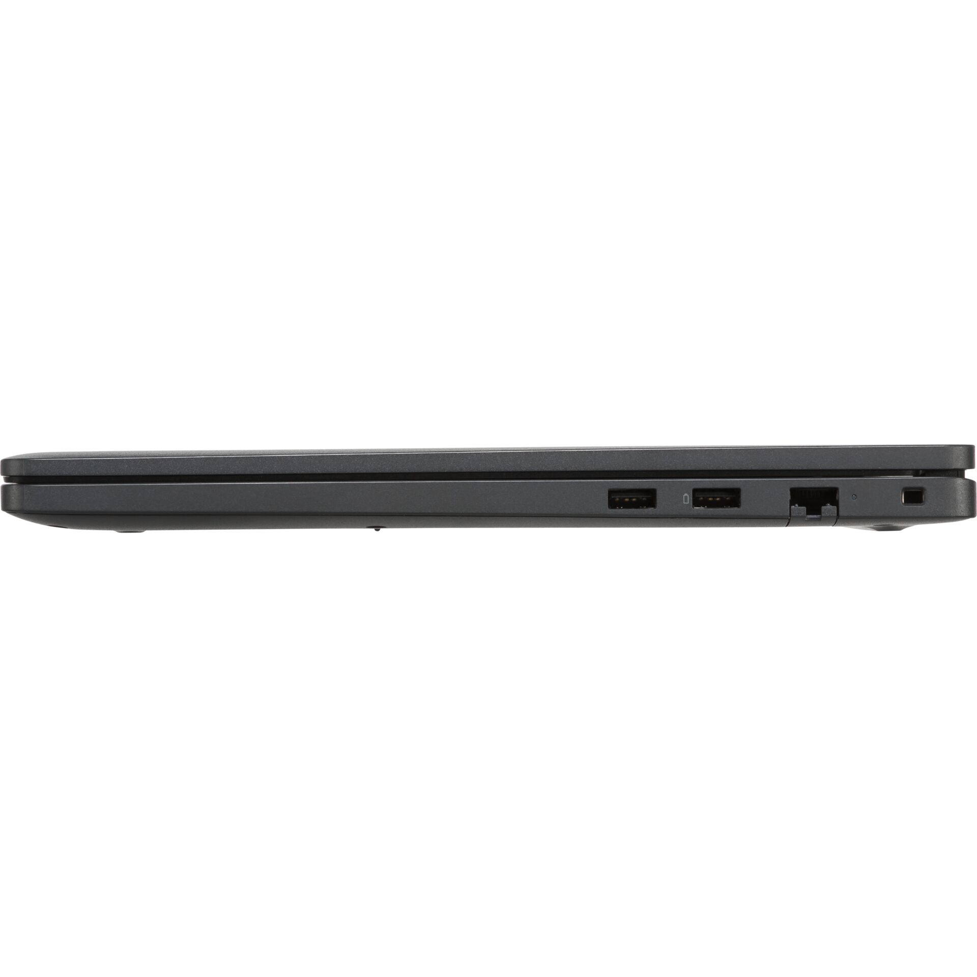 Laptop, geschlossen, dunkelgrau, USB-Anschluss, Ethernet-Anschluss