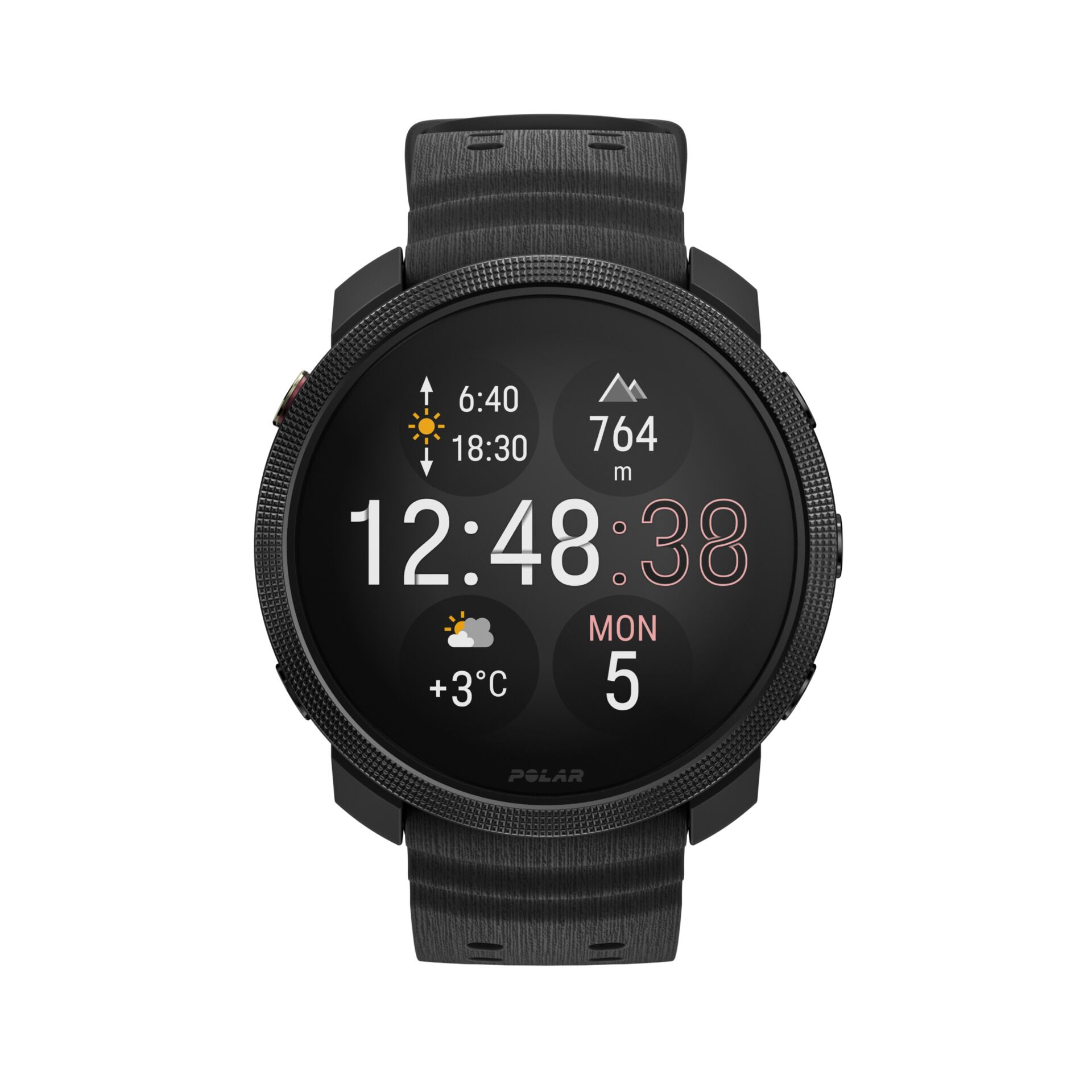 Smartwatch, Schwarz, Runder Display, Lederarmband, Digitaluhr