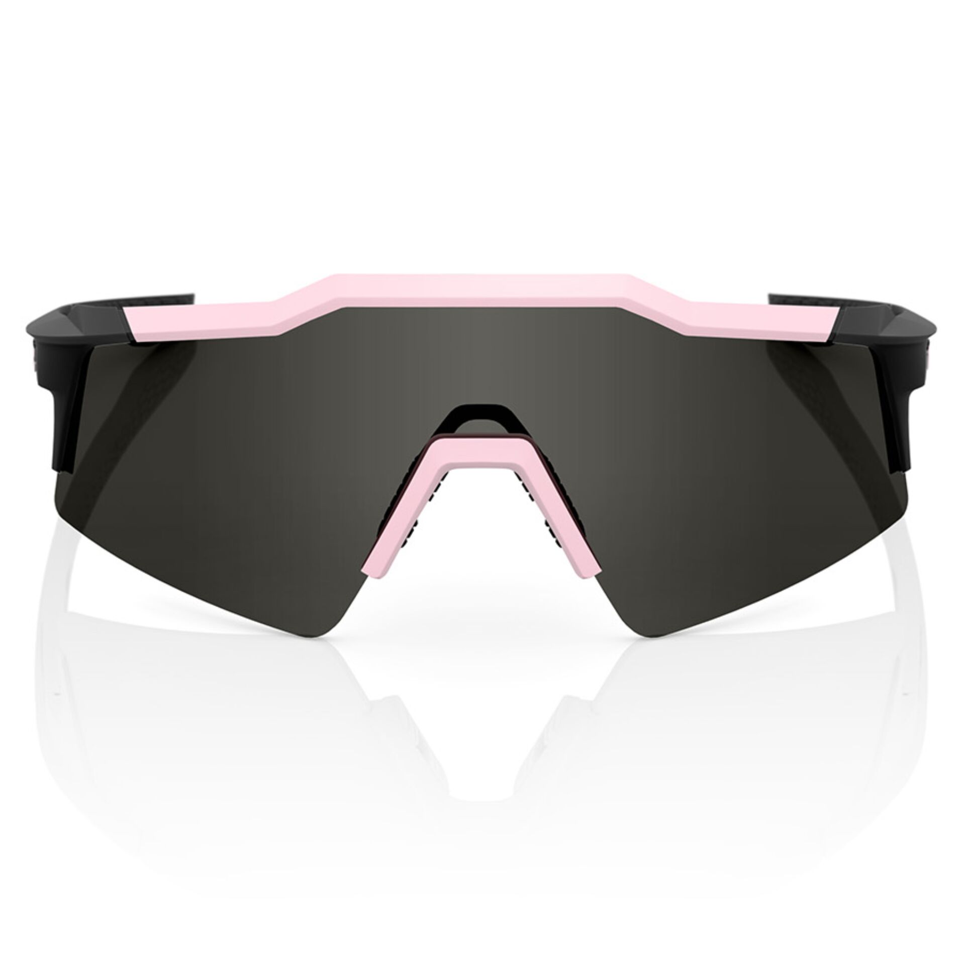 Sonnenbrille, Sportbrille, rosa Akzente, graue Linse, Rahmenloses Design