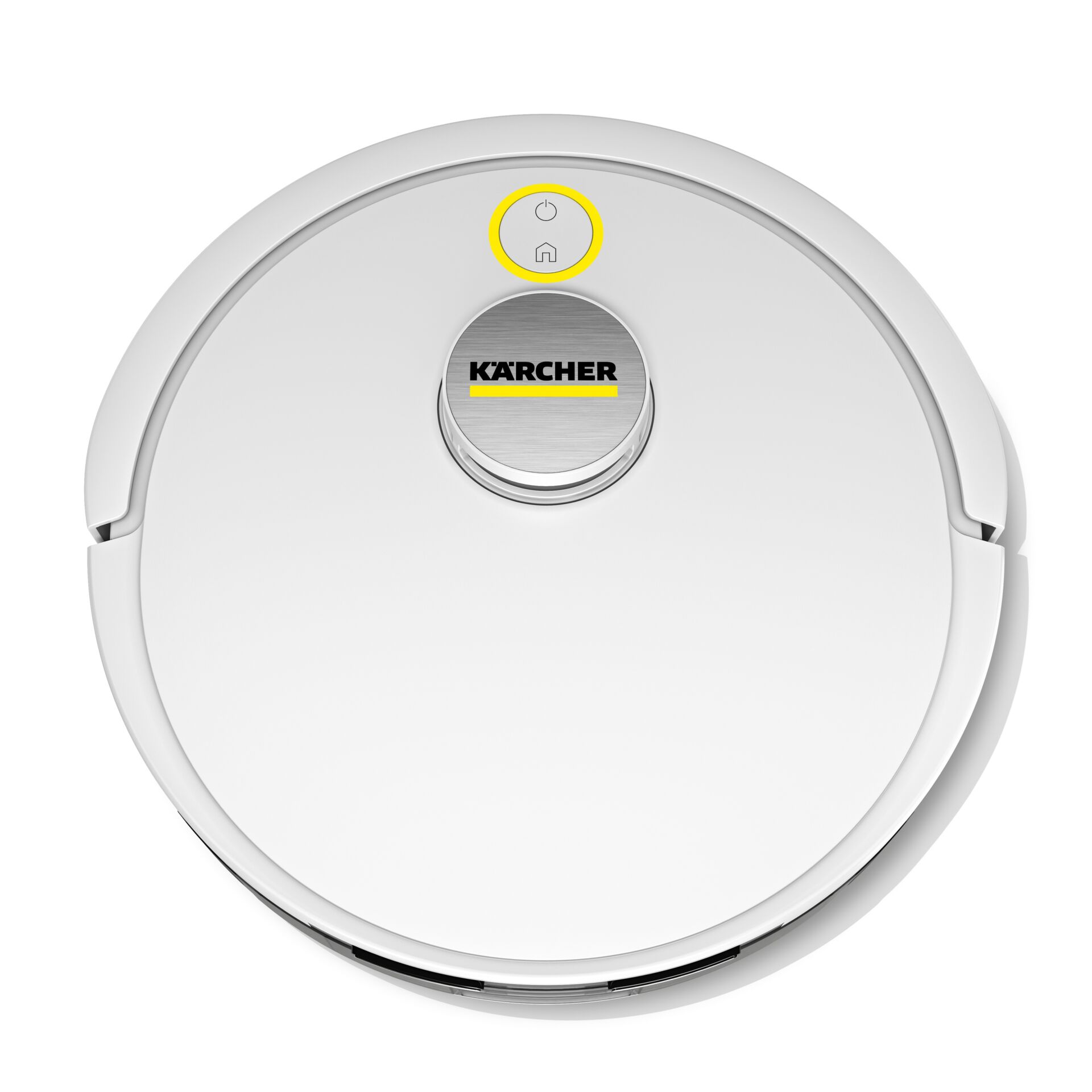 Roboterstaubsauger, Saugroboter, Kärcher, weißer Roboter, Haushaltsgerät, Roboterstaubsauger, Saugroboter, Runder Staubsauger, Haushaltsroboter, Nivellierte Oberseite