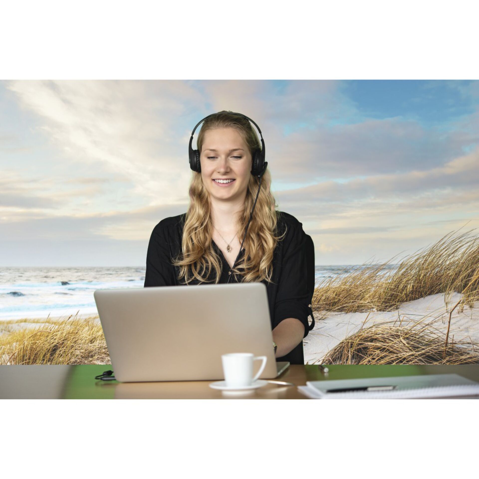 Laptop, PC, Kopfhörer, Photographie, Portrait