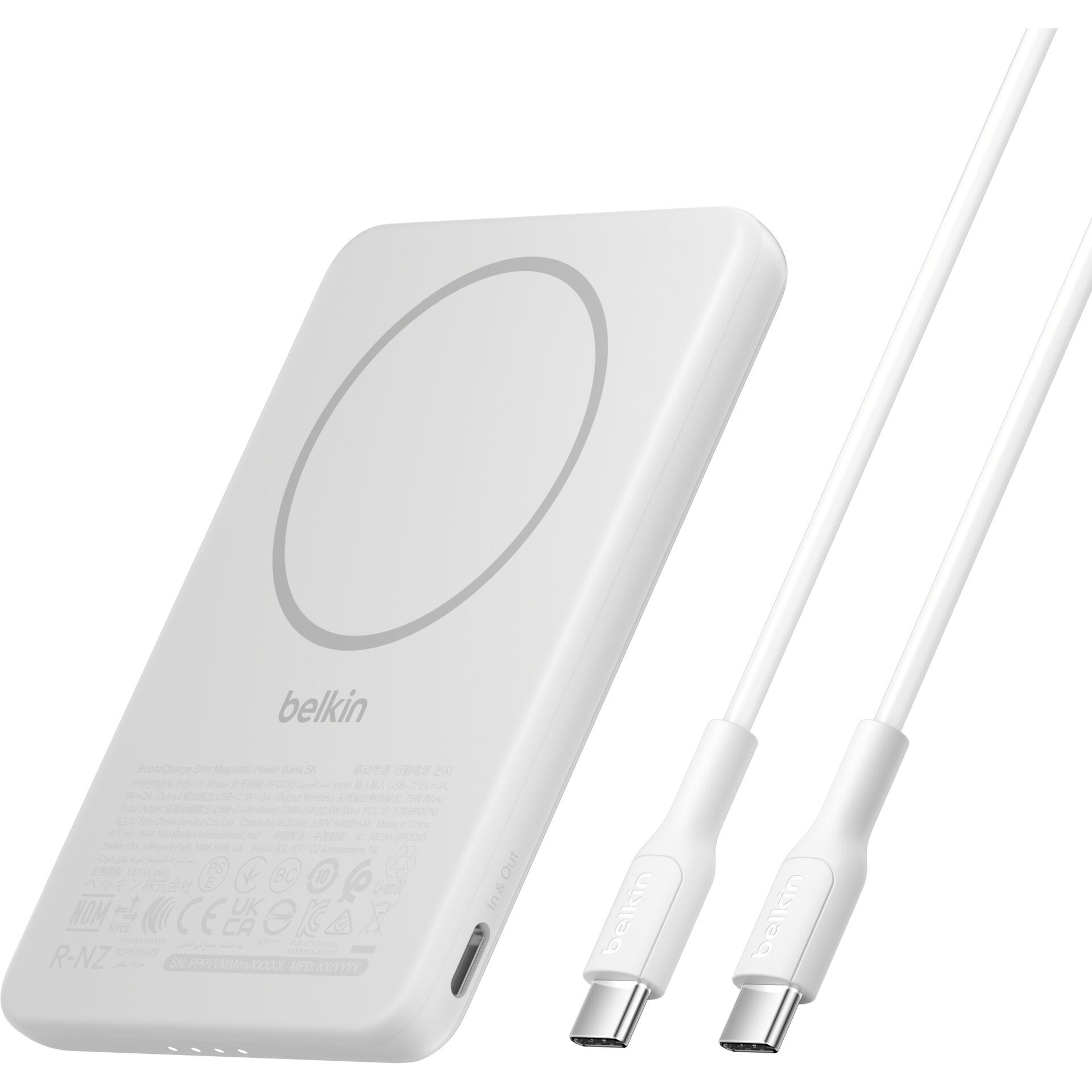 Belkin BoostCharge Slim 5000mAh  mag.Powerb. 7,5W weiß BPD010hqWH