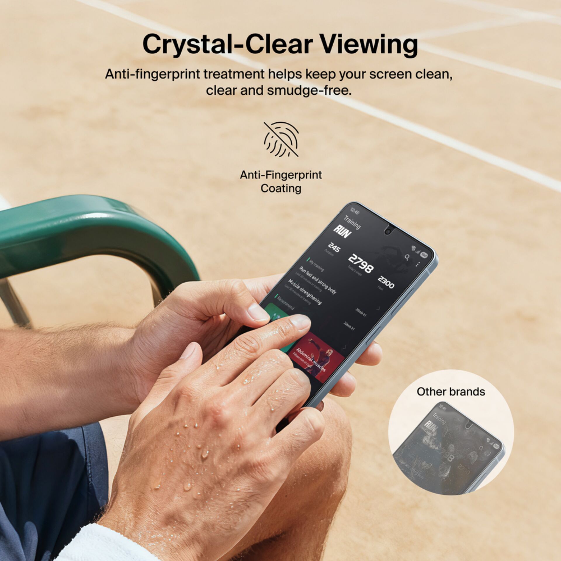 smartphone, Glasbildschirm, Sport-App, Anti-Fingerprint, Display-Daten