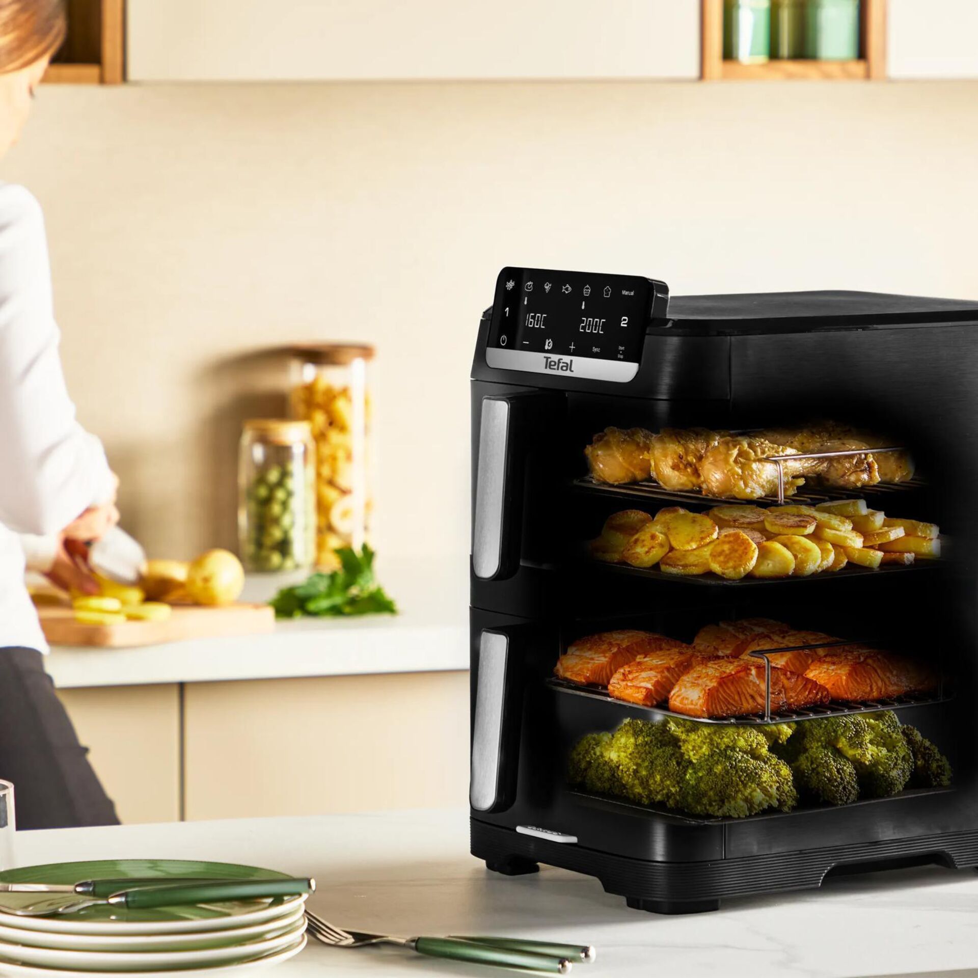 Backofen, Gemüse, Hähnchen, Brokkoli, Fleischgericht