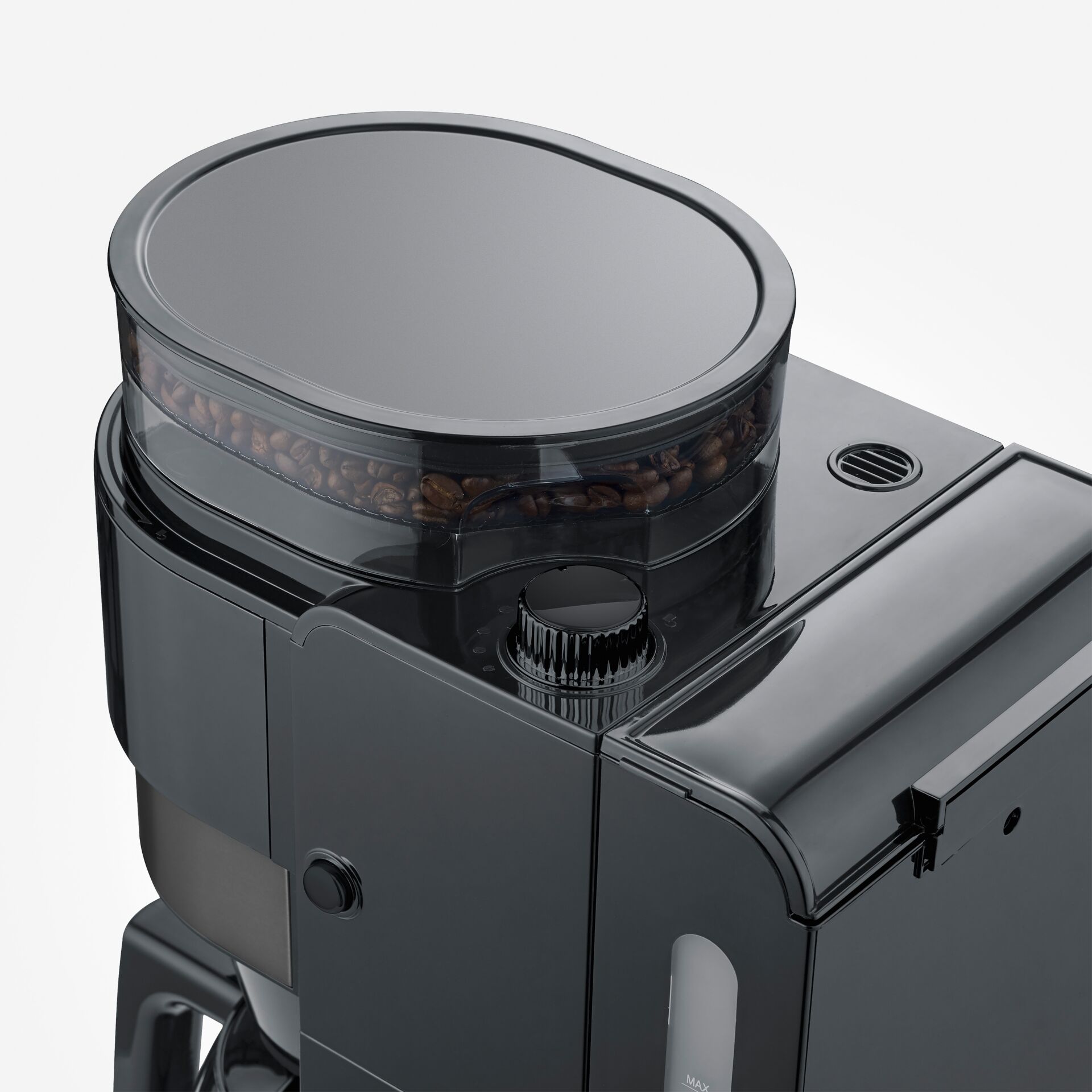 Kaffeemühle, Kaffeemühlenbehälter, Kaffeebohnen, Bohnenbehälter, Präzisionsmühle