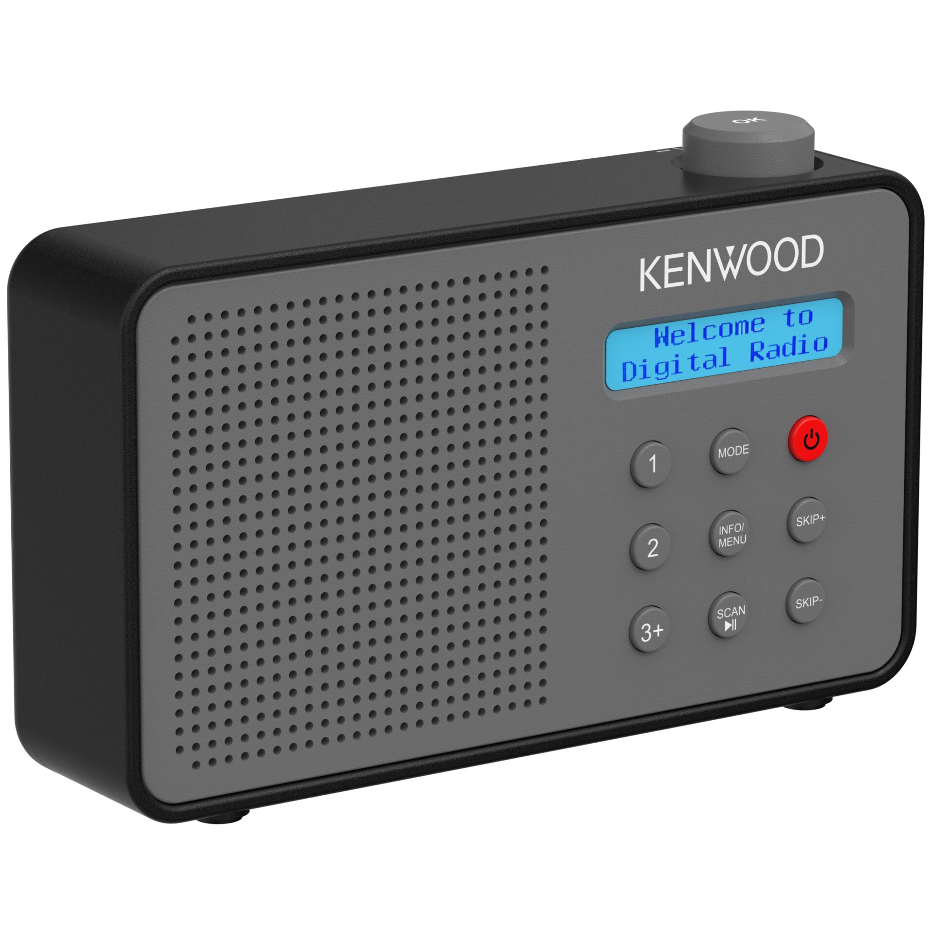 digitaler Radio, Portabler Lautsprecher, blaue Anzeige, Tasten, KENWOOD