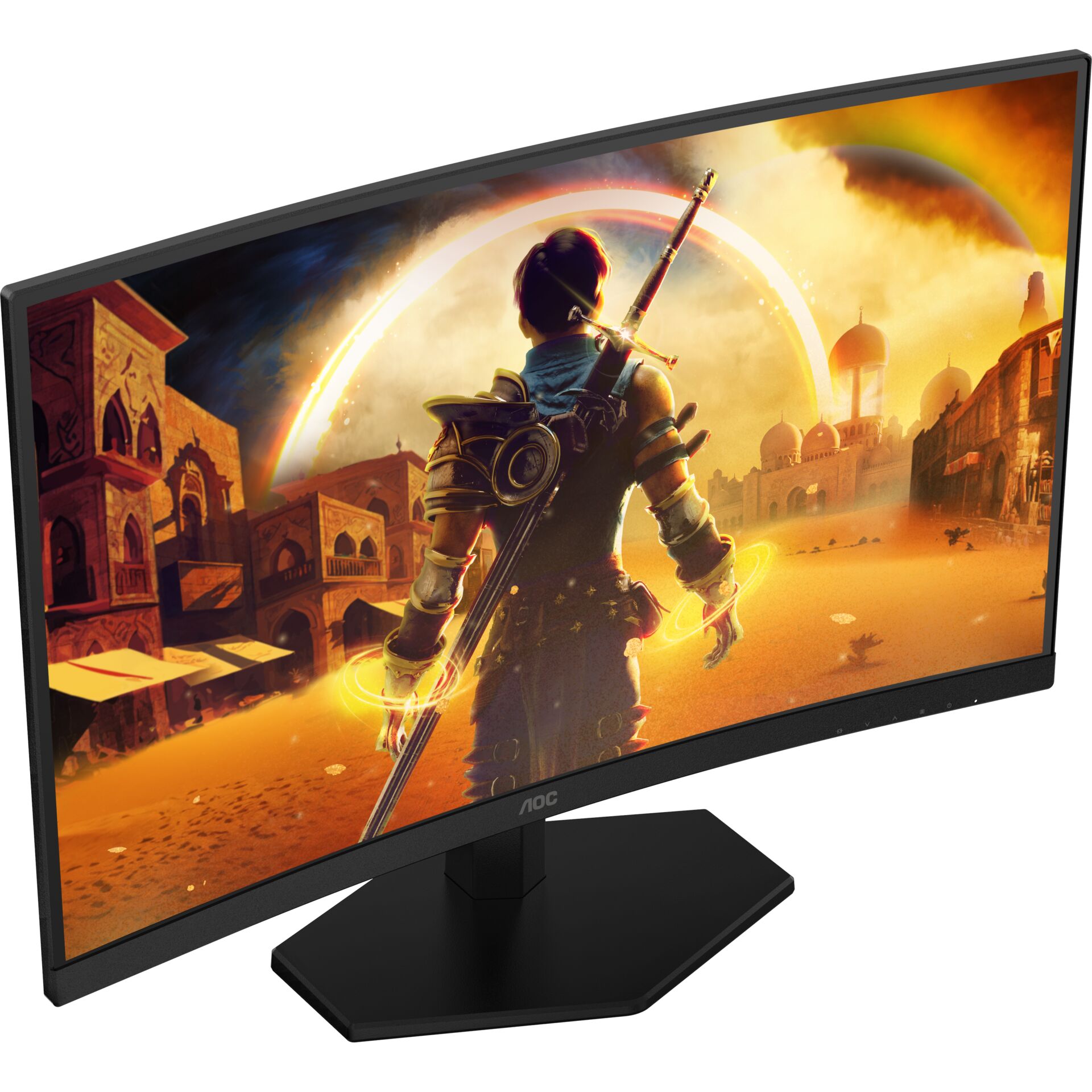 Gaming-Monitor, Flachbildschirm, Schwarzes Gehäuse, Breitbildformat, Standfuß