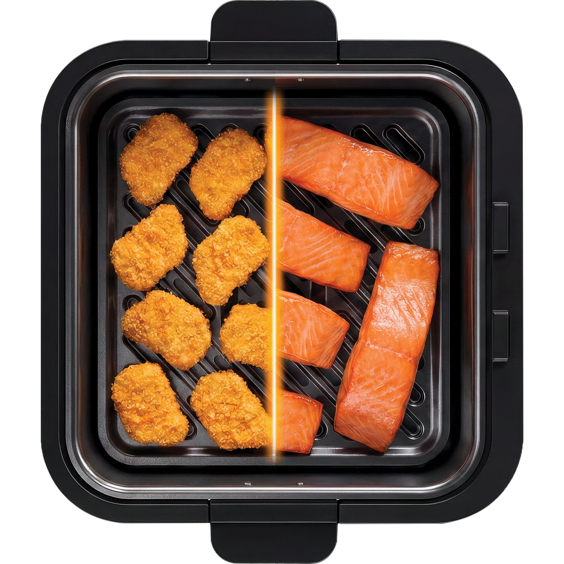 frozen food, Lachs, Lachsfilet, panierte Bisse, Heißluftfritteuse-Tray